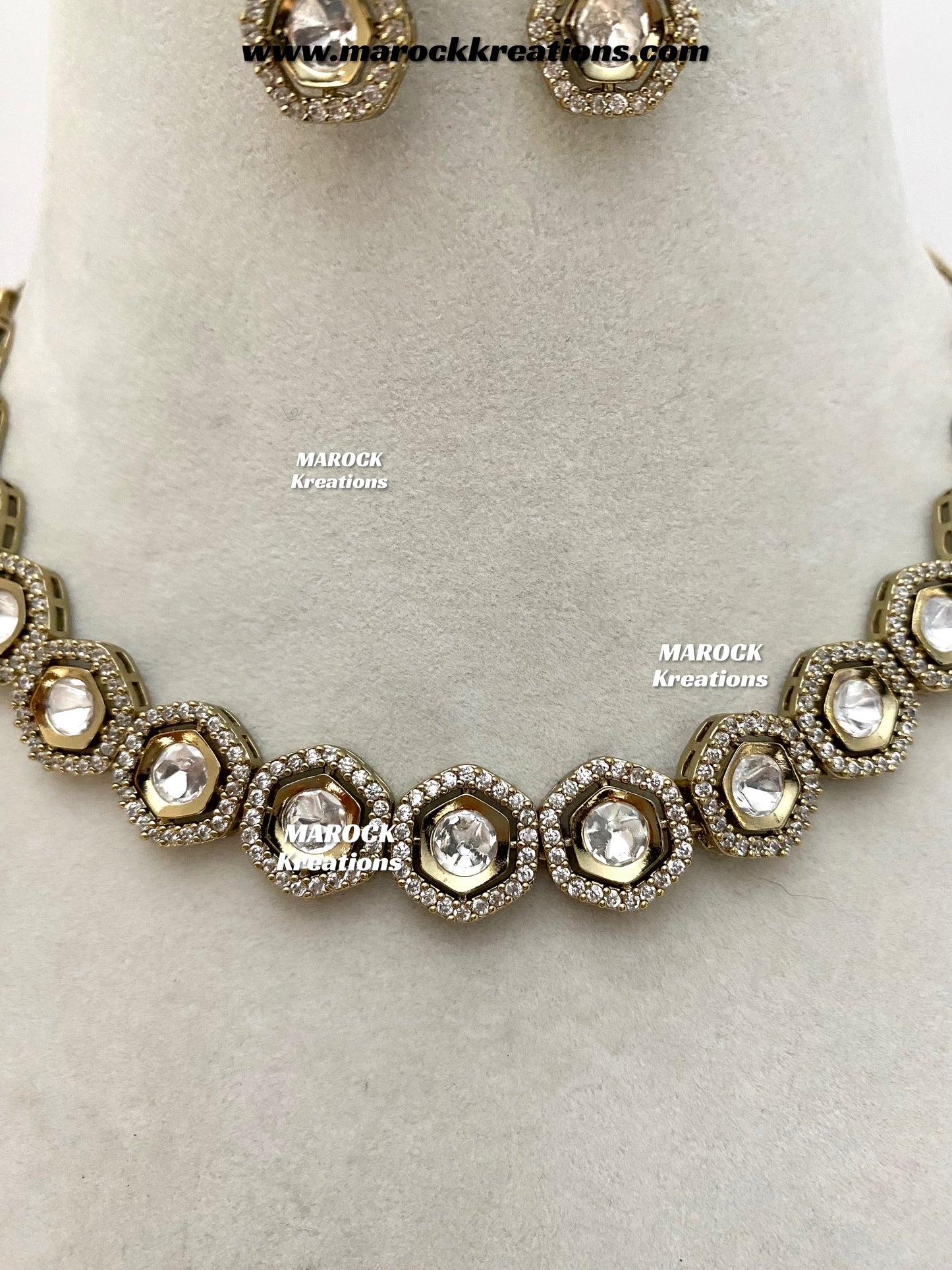 Shanali Premium Quality Moissanite Kundan Necklace set
