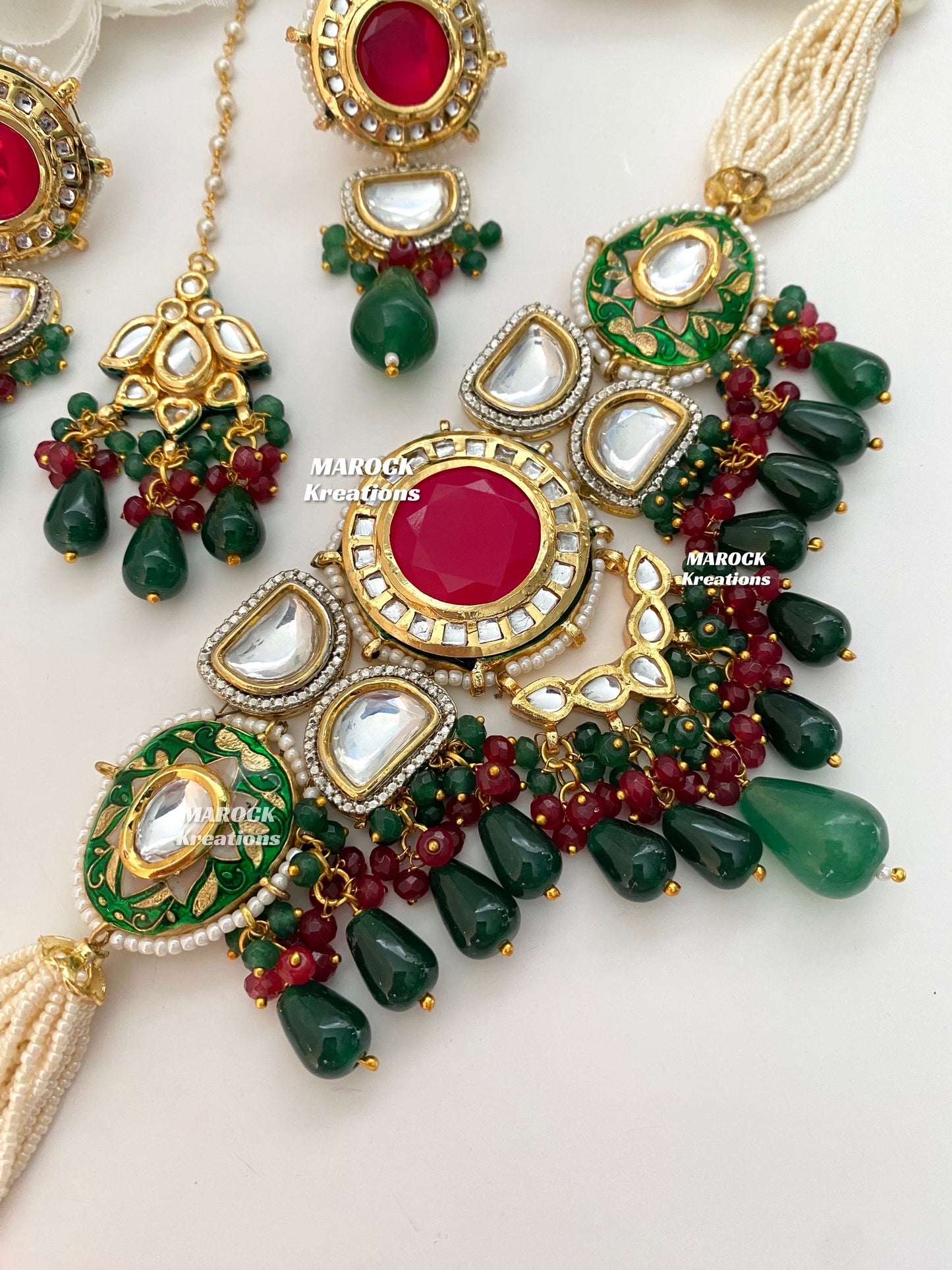 Nia Premium Quality uncut Kundan Meenakari Statement Choker set