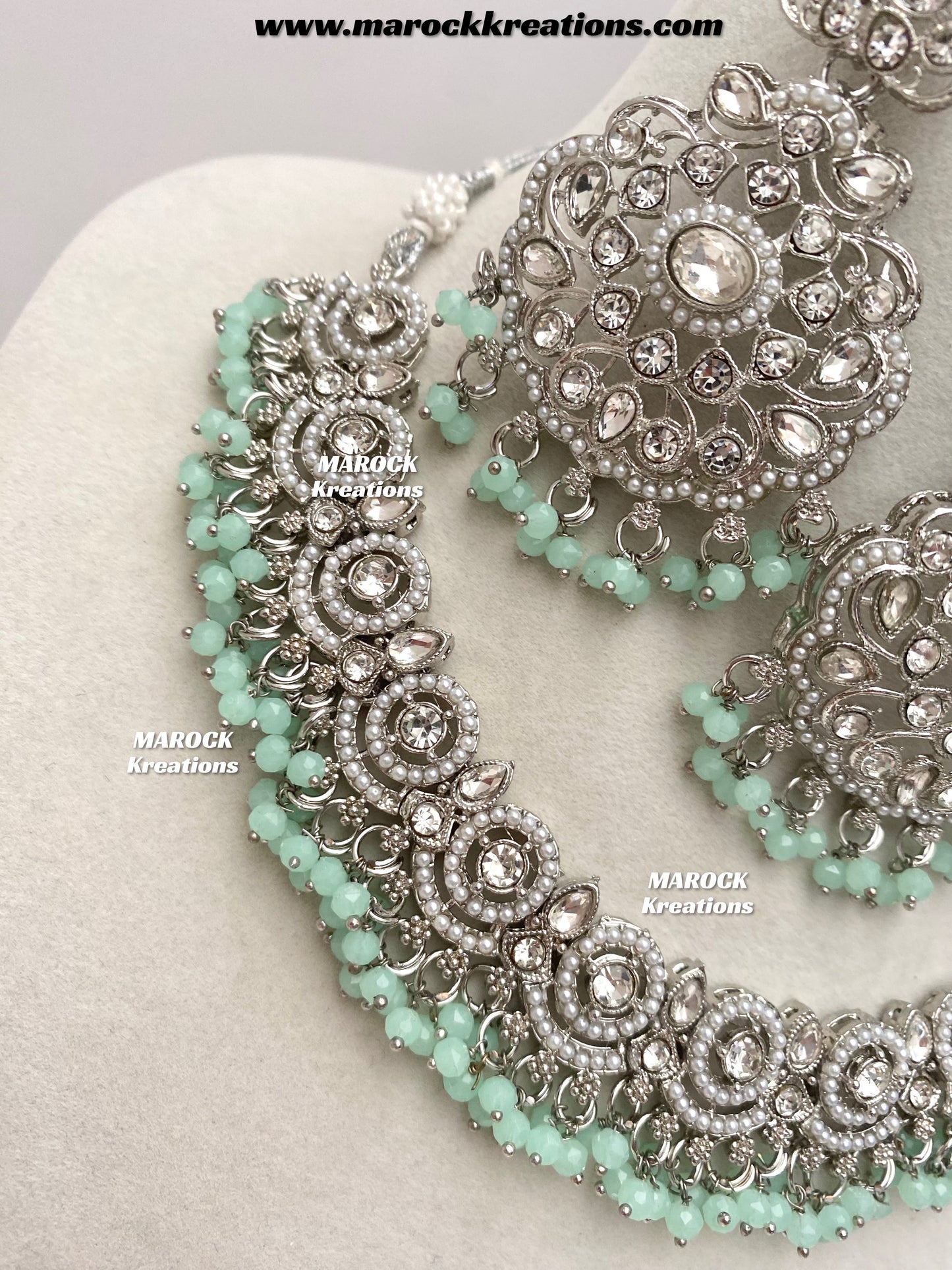 Silver Stone Necklace set