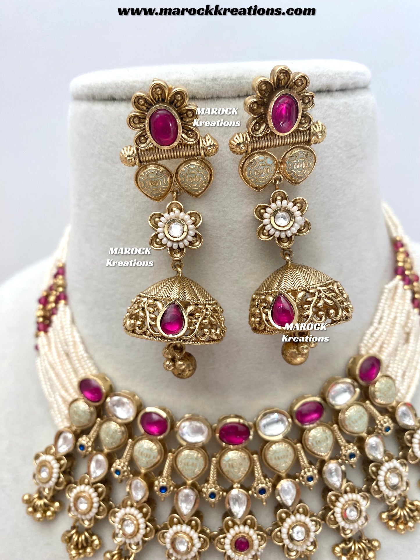 Trina Premium Quality exclusive Gold Plated Meenakari Rajwadi choker set