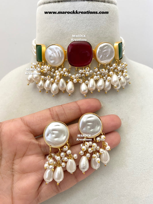 Adviti Mother of pearls Statement choker set