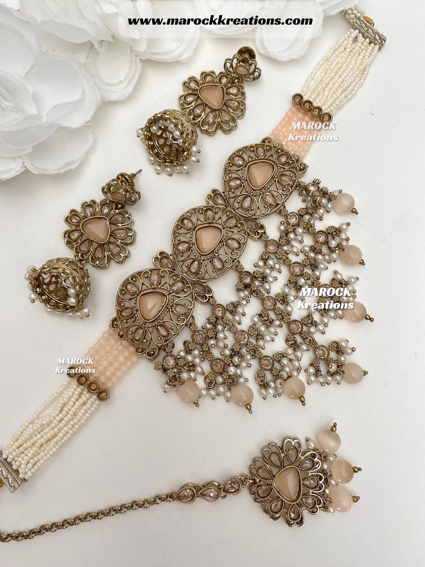 Amaira Antique Gold Polki choker set