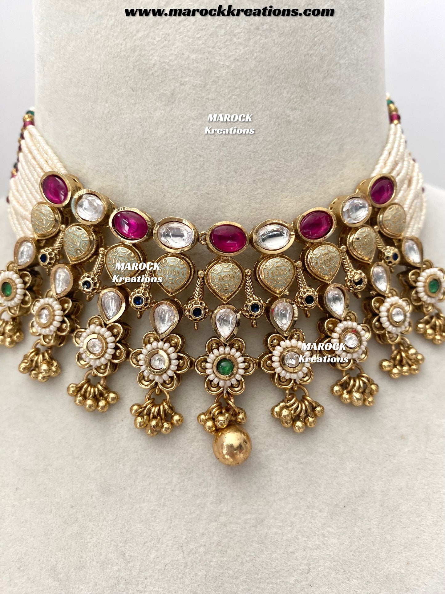 Trina Premium Quality exclusive Gold Plated Meenakari Rajwadi choker set