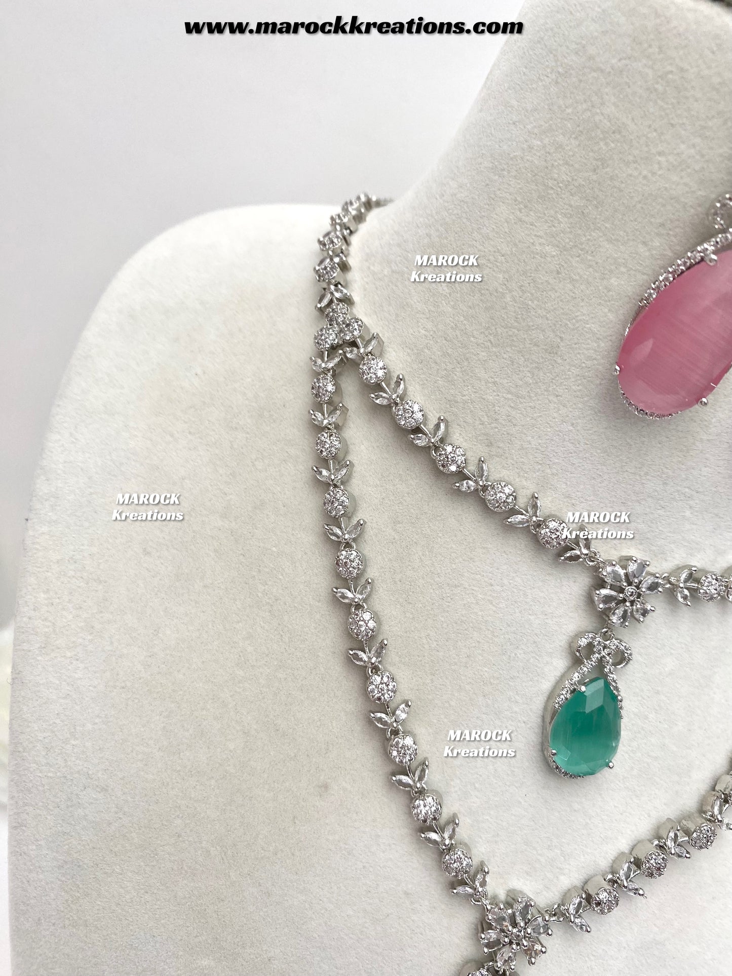 Lauren Silver American Diamond Necklace set