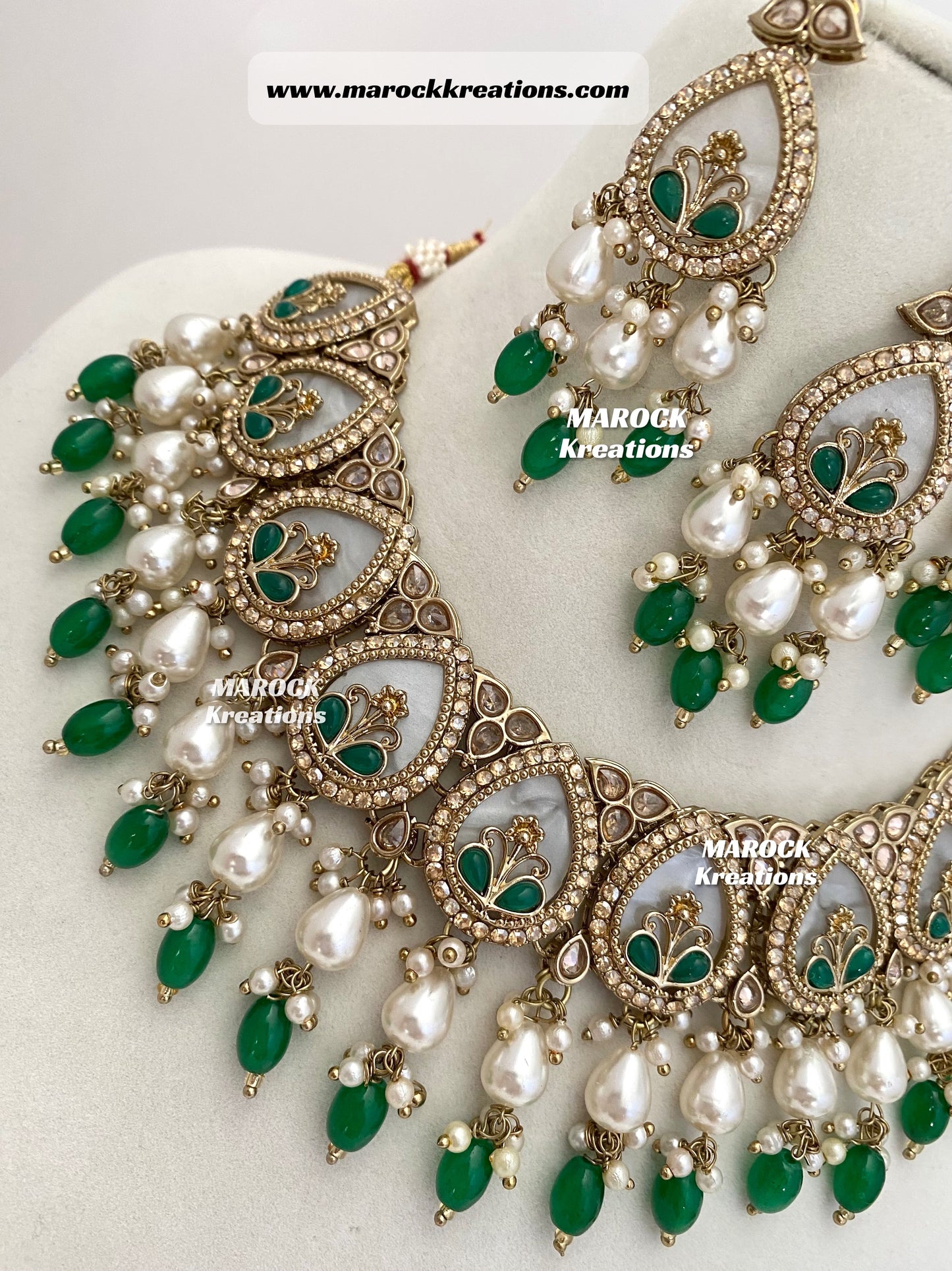 Antique Gold Polki Statement MOP Necklace set