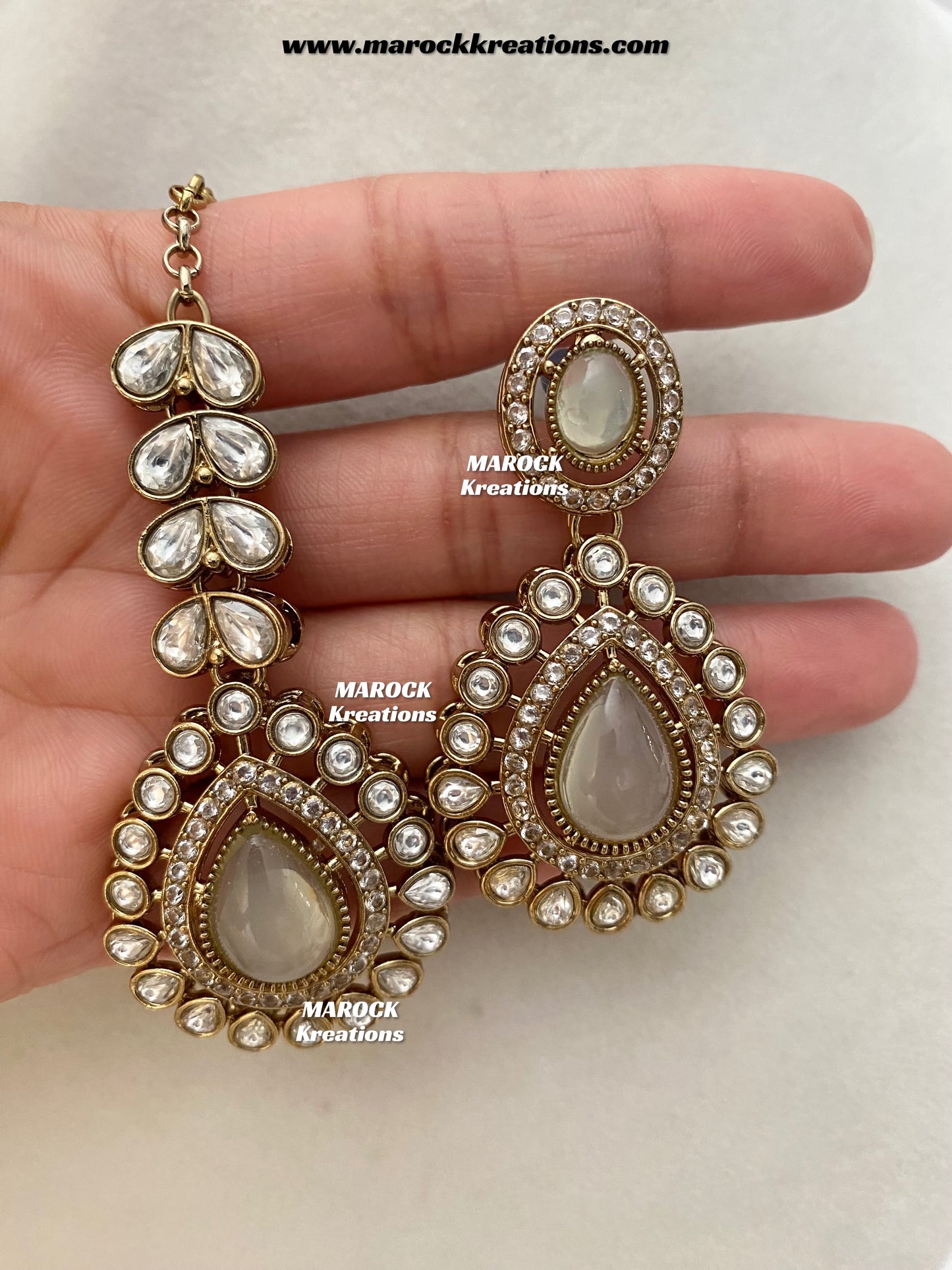 Zafina Premium Quality Moissanite Kundan Statement Choker/Necklace set