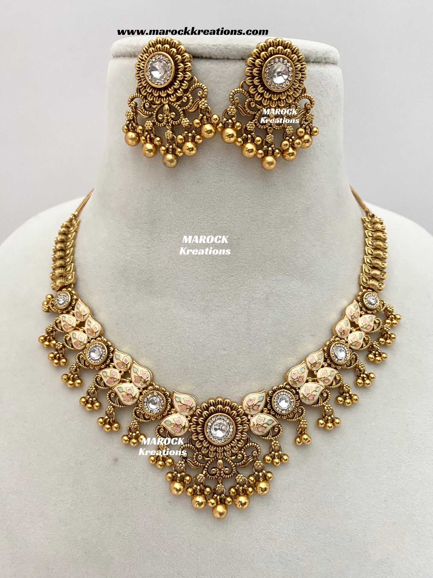 Mayuri Premium Quality Gold Plated Meenakari Rajwadi Necklace set