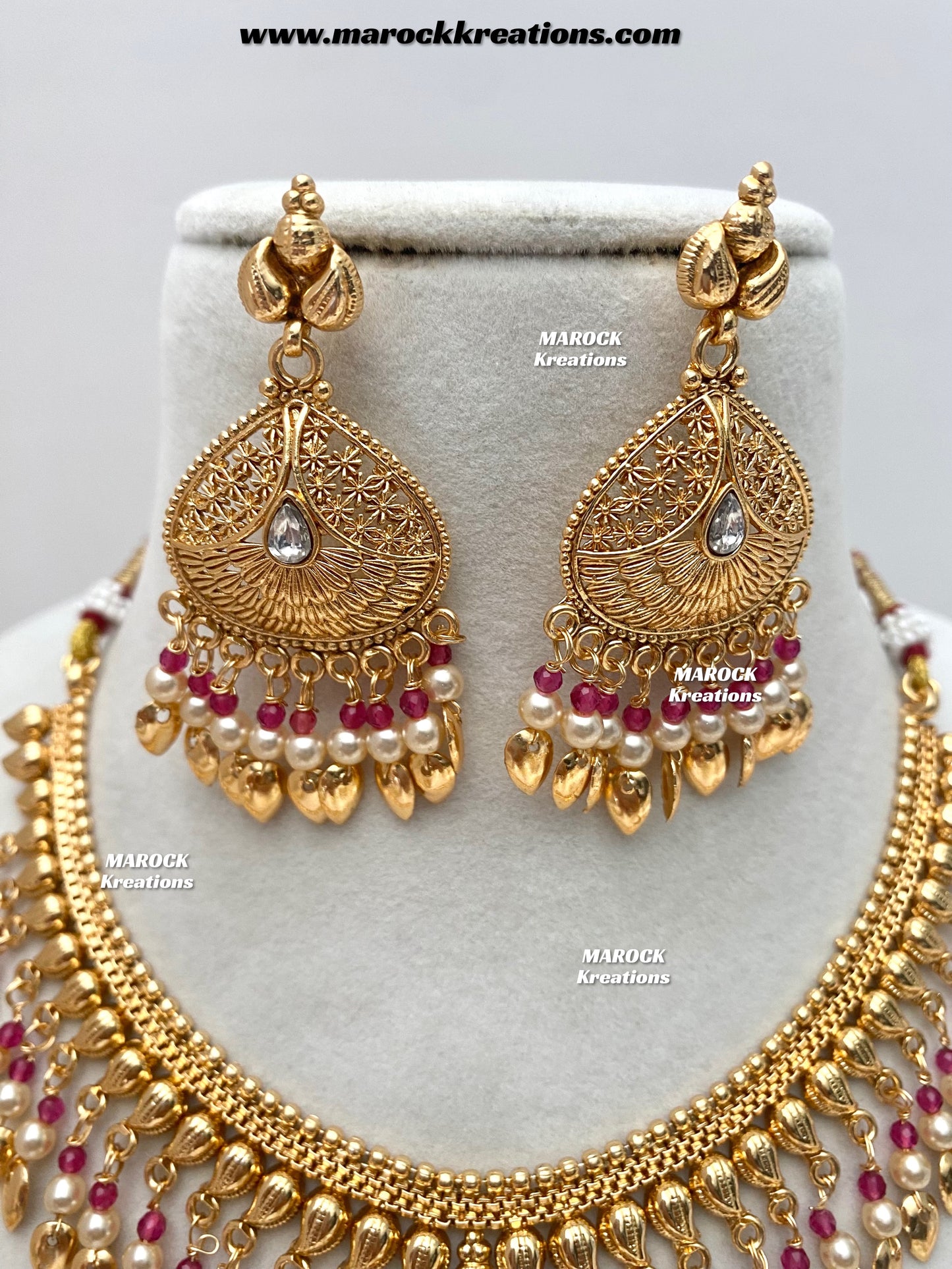 Feraz Premium Quality Gold Plated peepal patti necklace set