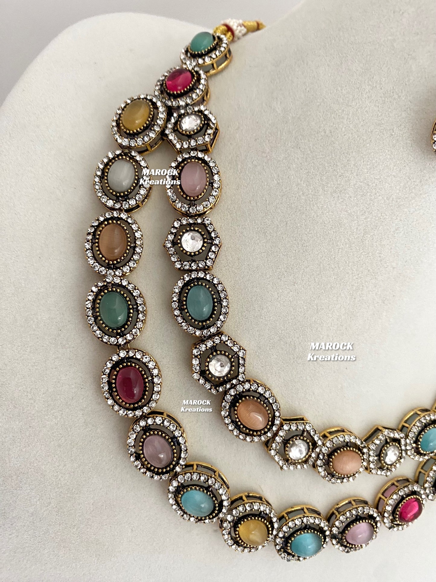Sheenam Victorian Kundan Double layer Necklace set