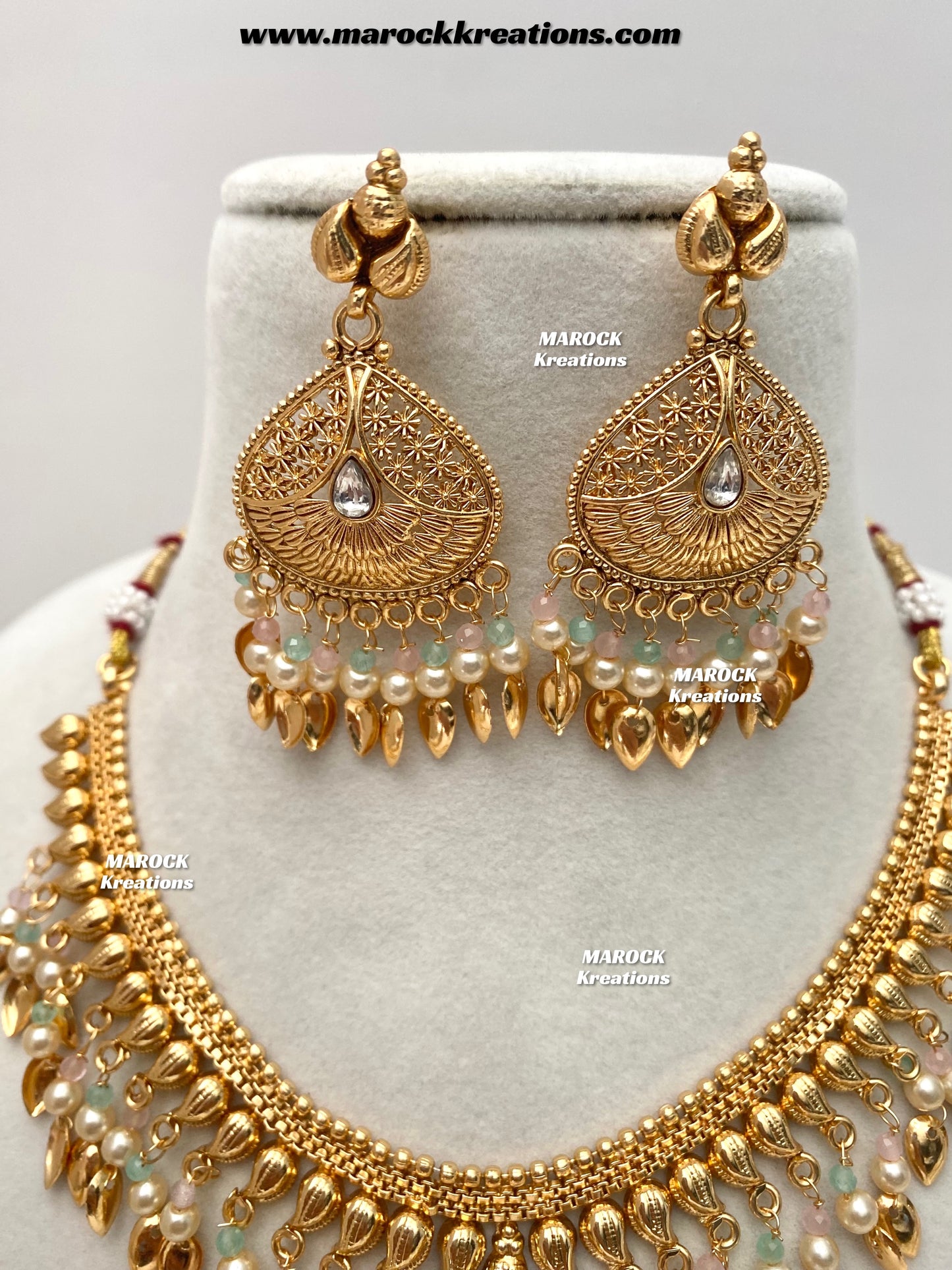 Feraz Premium Quality Gold Plated peepal patti necklace set