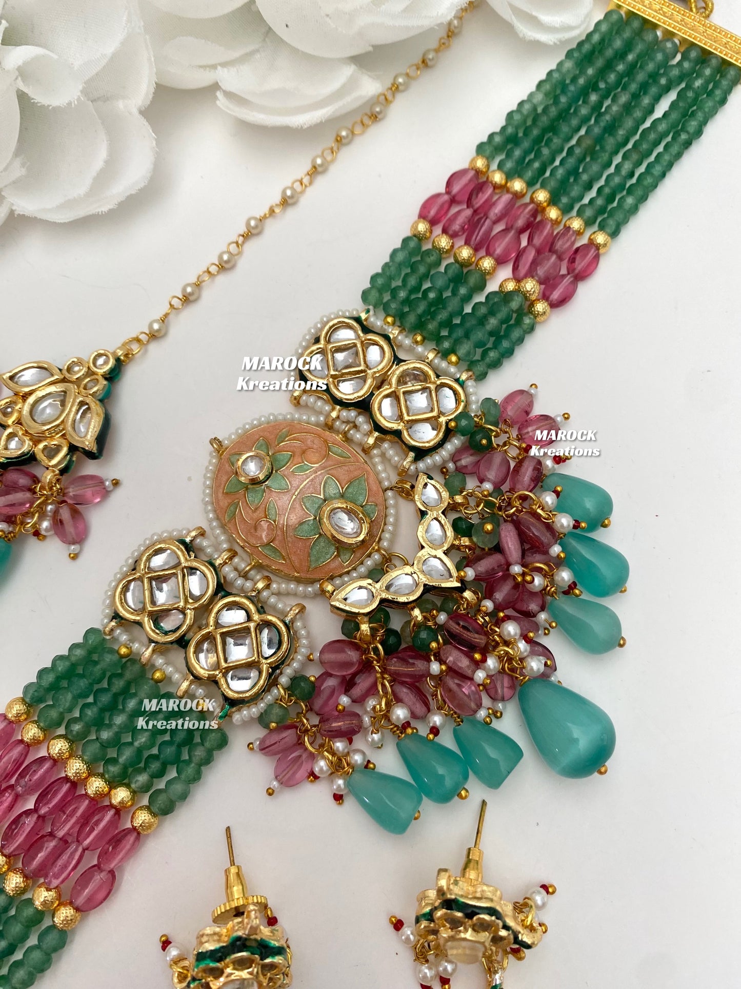 Brinda Premium Quality Kundan Meenakari Statement Choker set