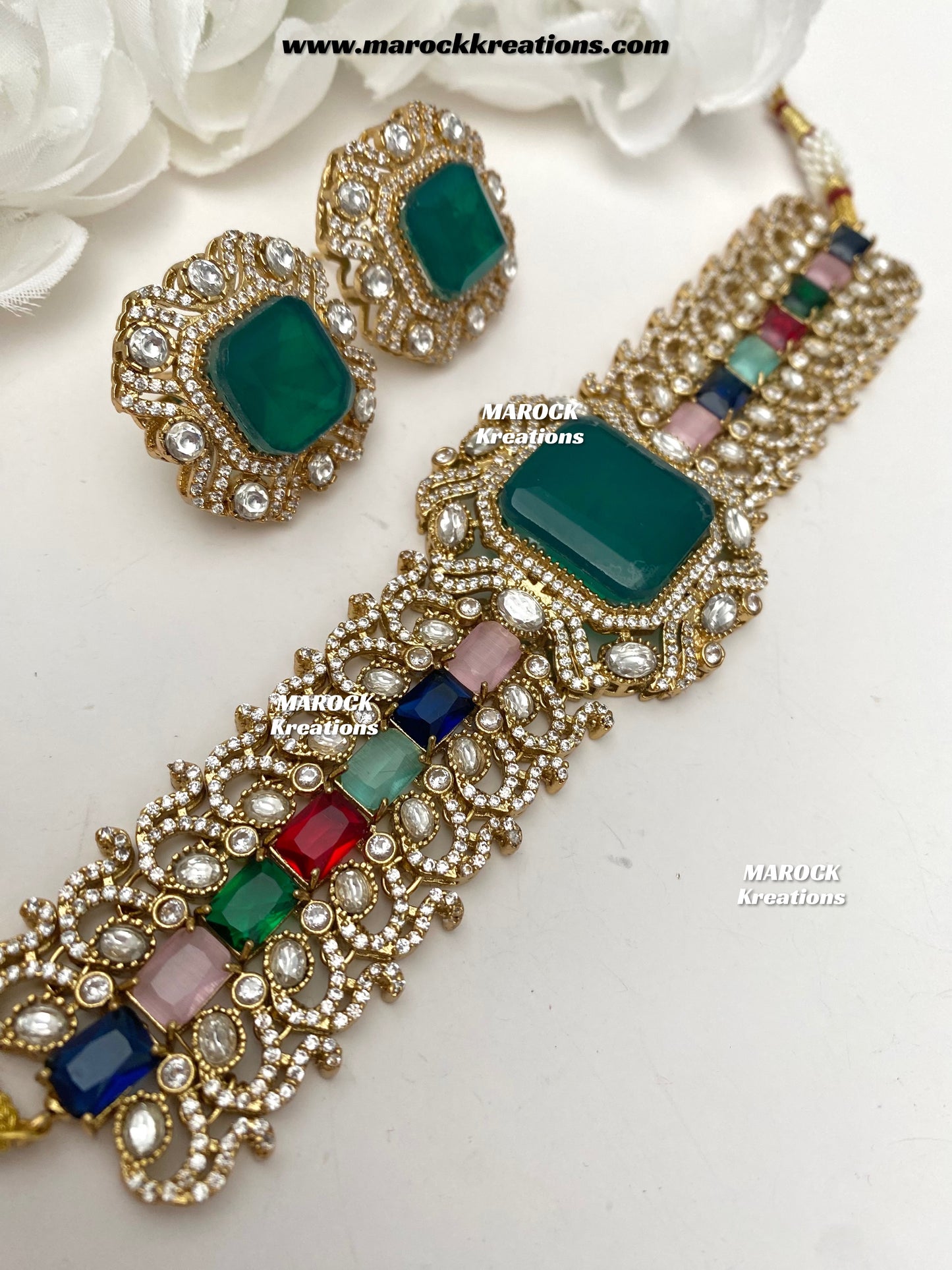 Paloma Sabyasachi inspired Premium Quality Moissanite Kundan and American Diamond choker set