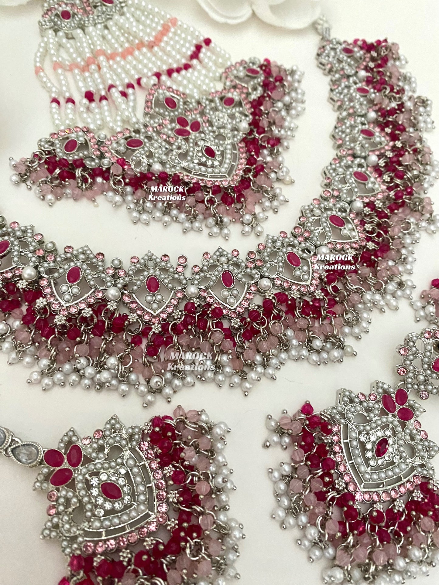 Aisha Silver Pakistani Necklace set with Passa/Jhoomer