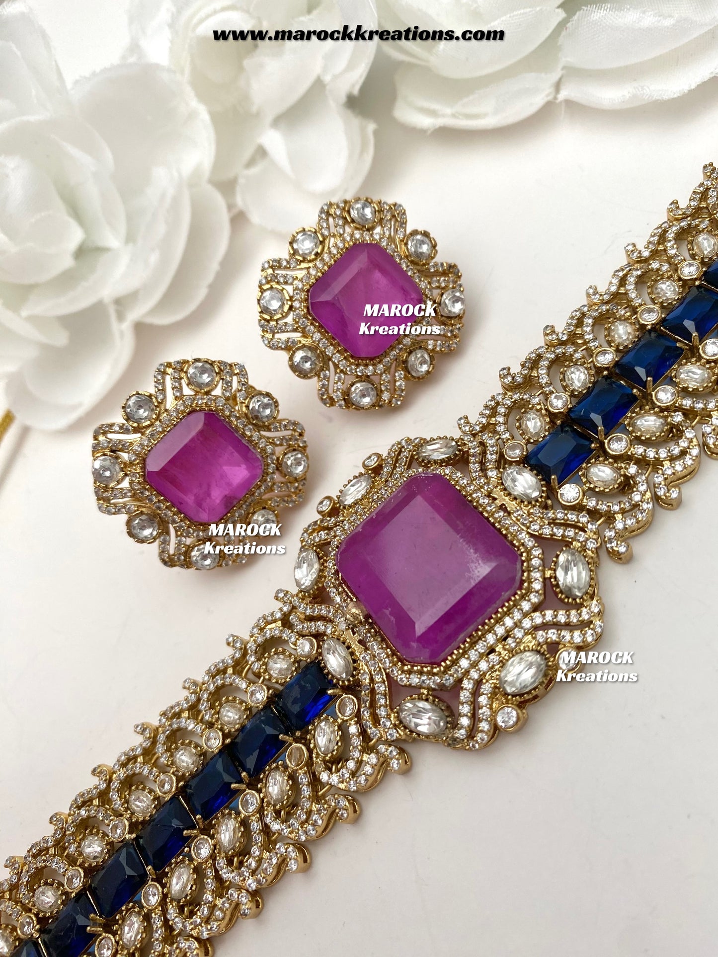Paloma Sabyasachi inspired Premium Quality Moissanite Kundan and American Diamond choker set