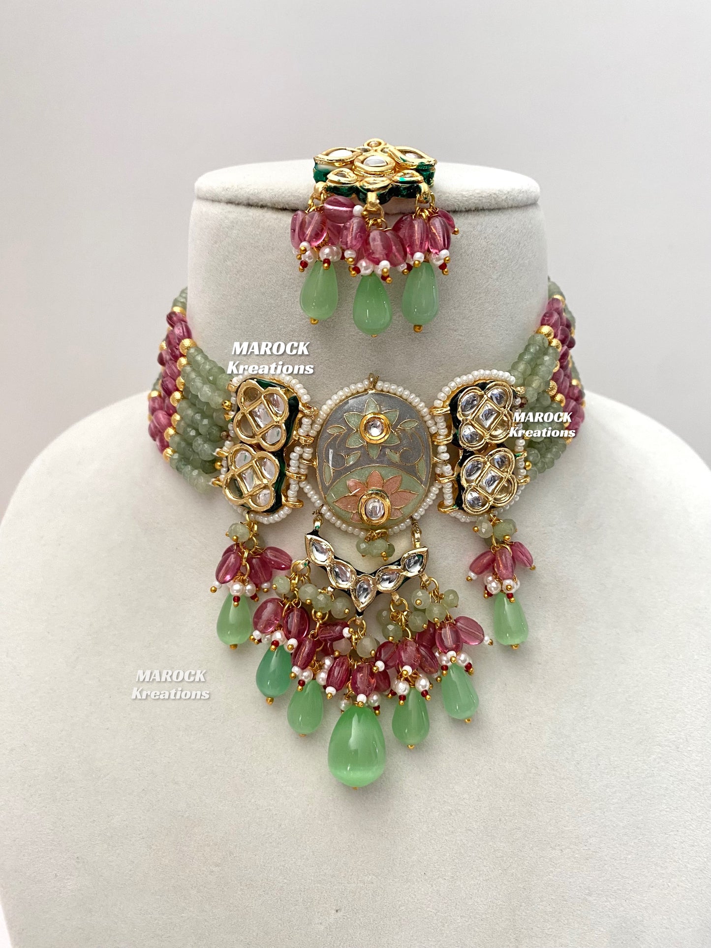 Brinda Premium Quality Kundan Meenakari Statement Choker set