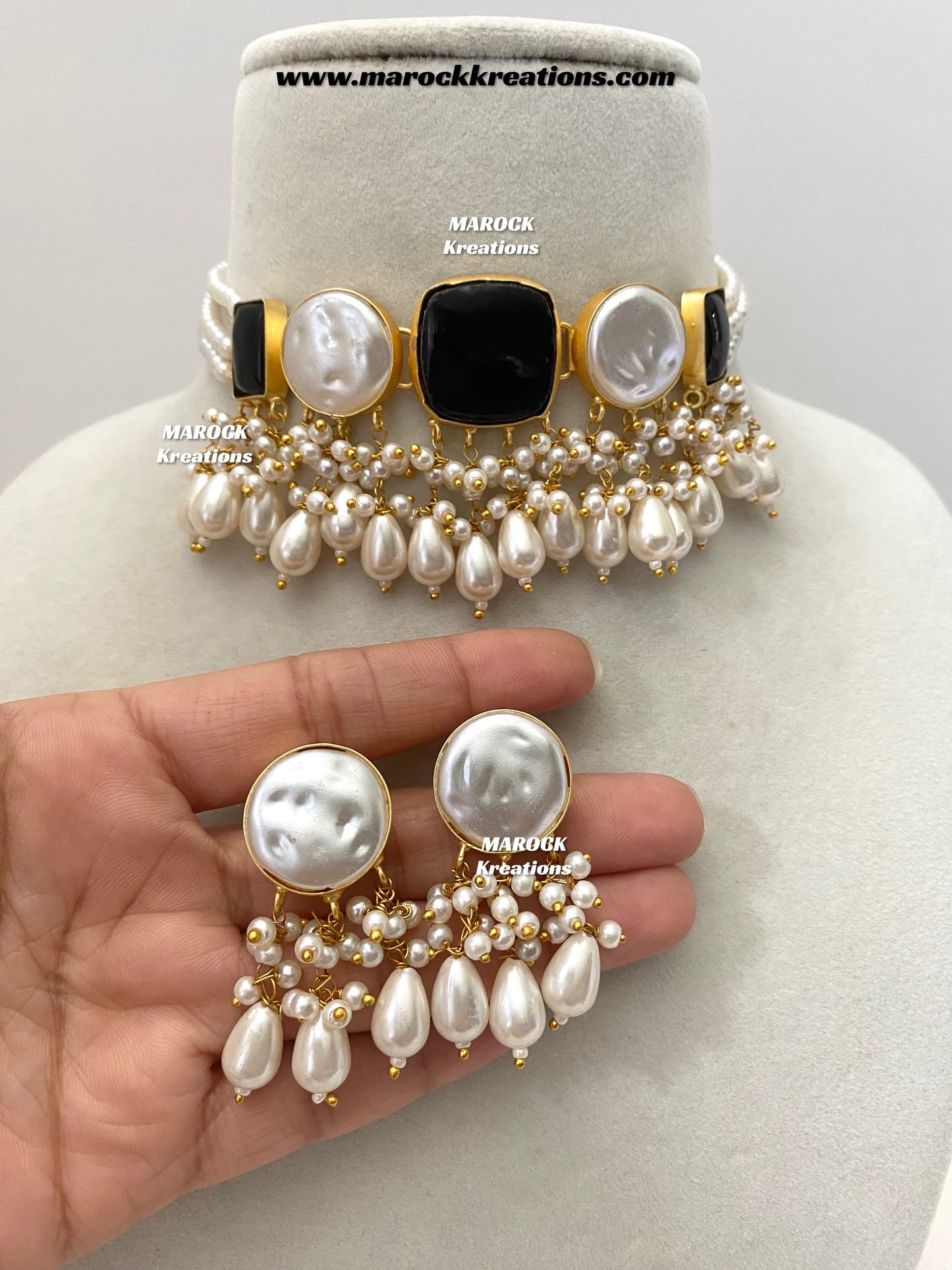 Adviti Mother of pearls Statement choker set