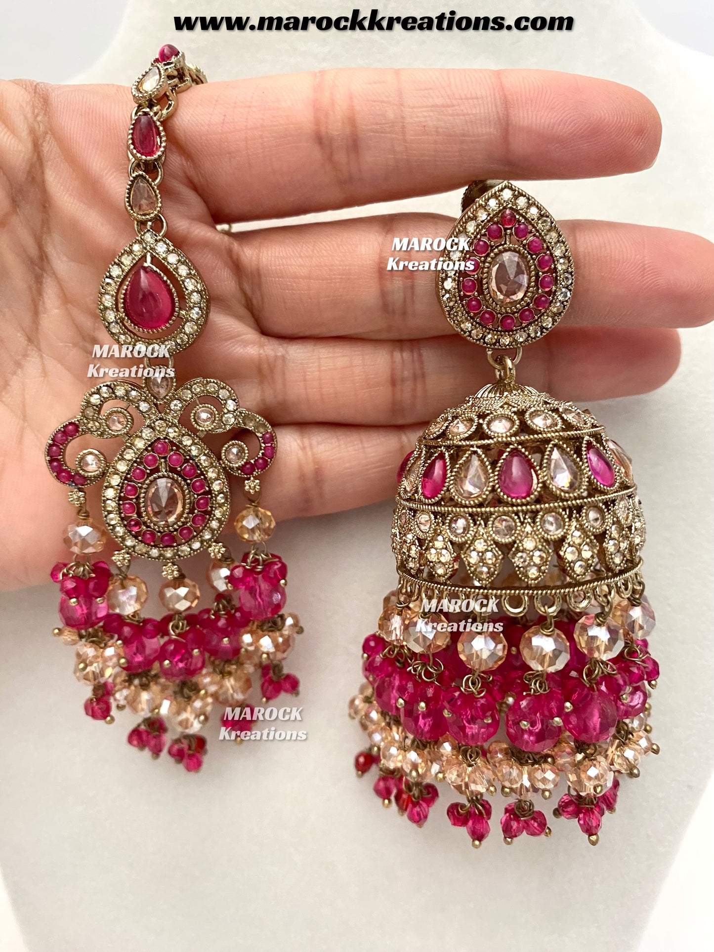 Nazmun Antique Gold Pakistani Polki choker/necklace set with Passa