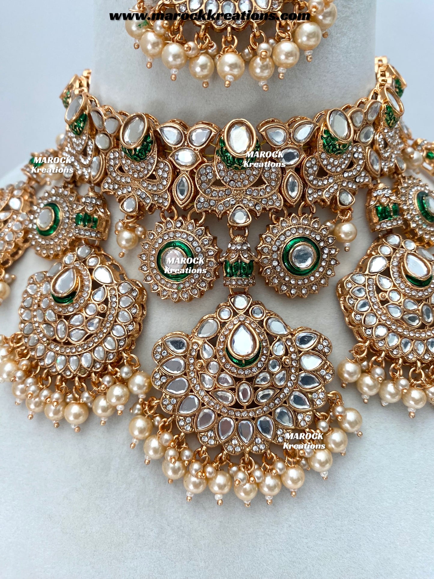 Sareela Premium Quality Rose gold uncut kundan Statement Bridal set
