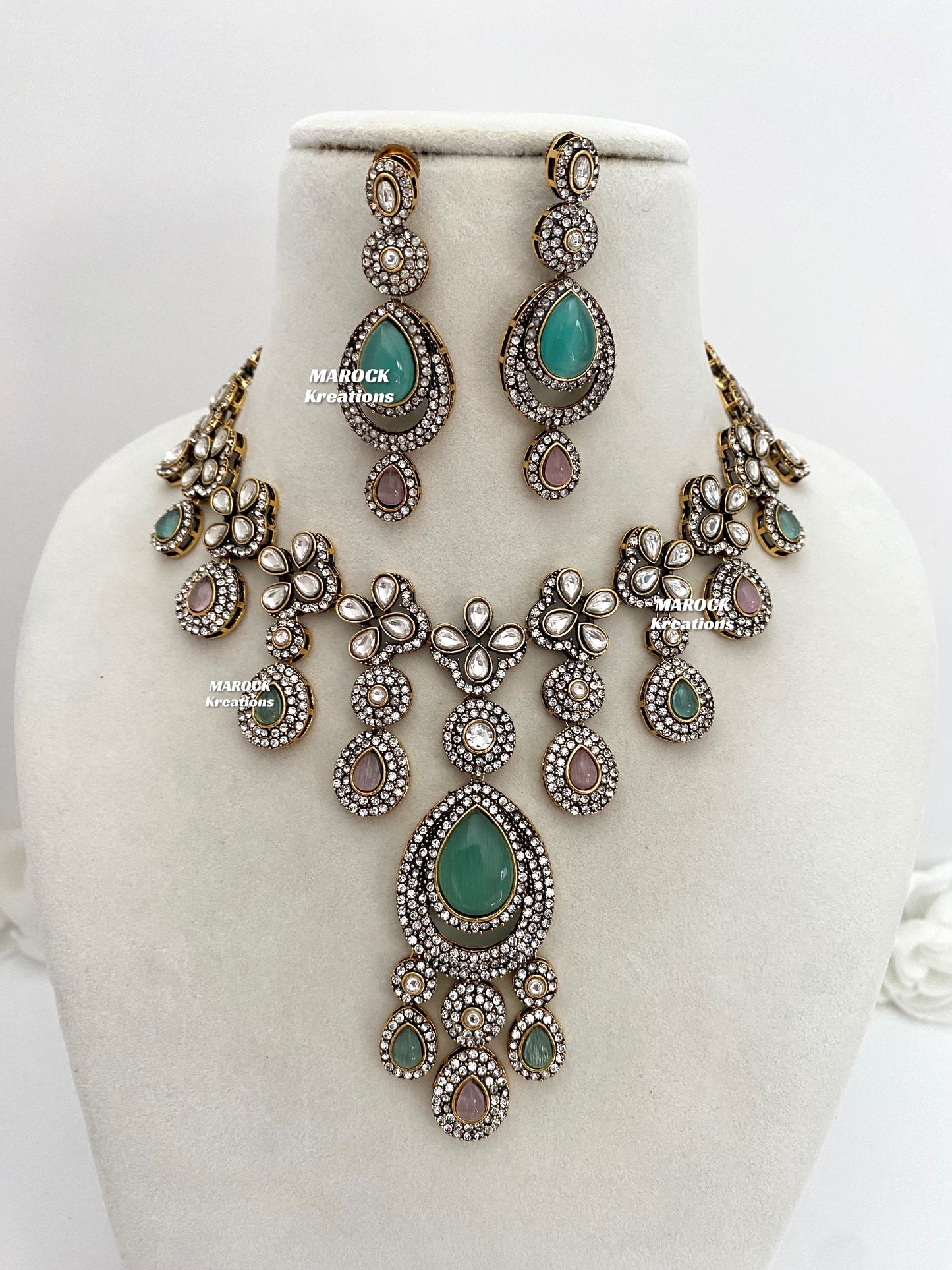 Sanjna Victorian Kundan Statement Necklace set