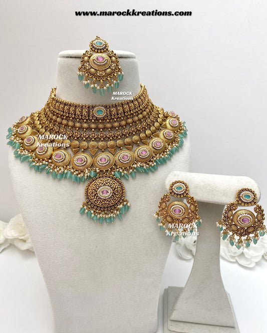 Aastha Premium Quality Gold Plated Bridal set