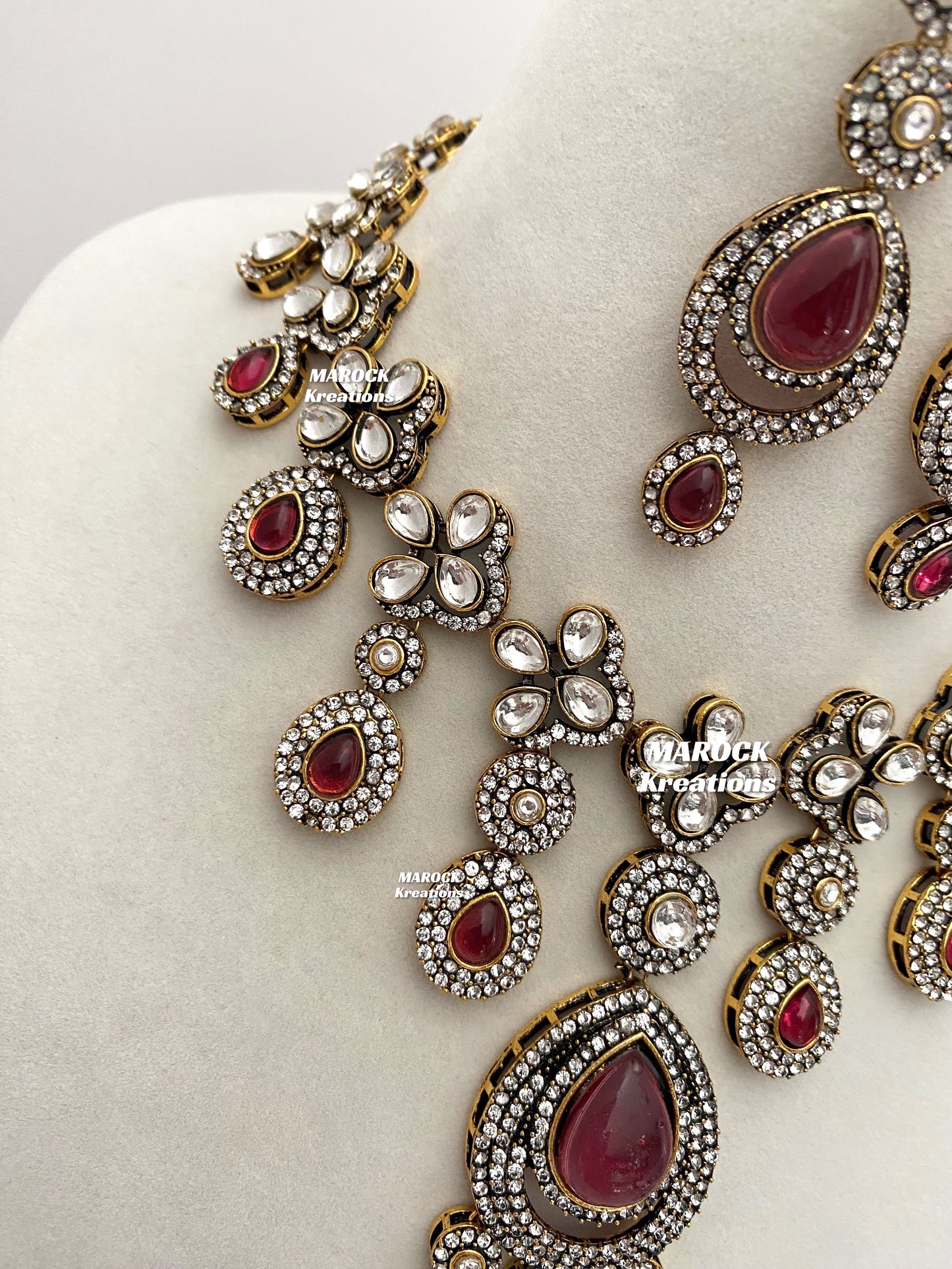 Sanjna Victorian Kundan Statement Necklace set