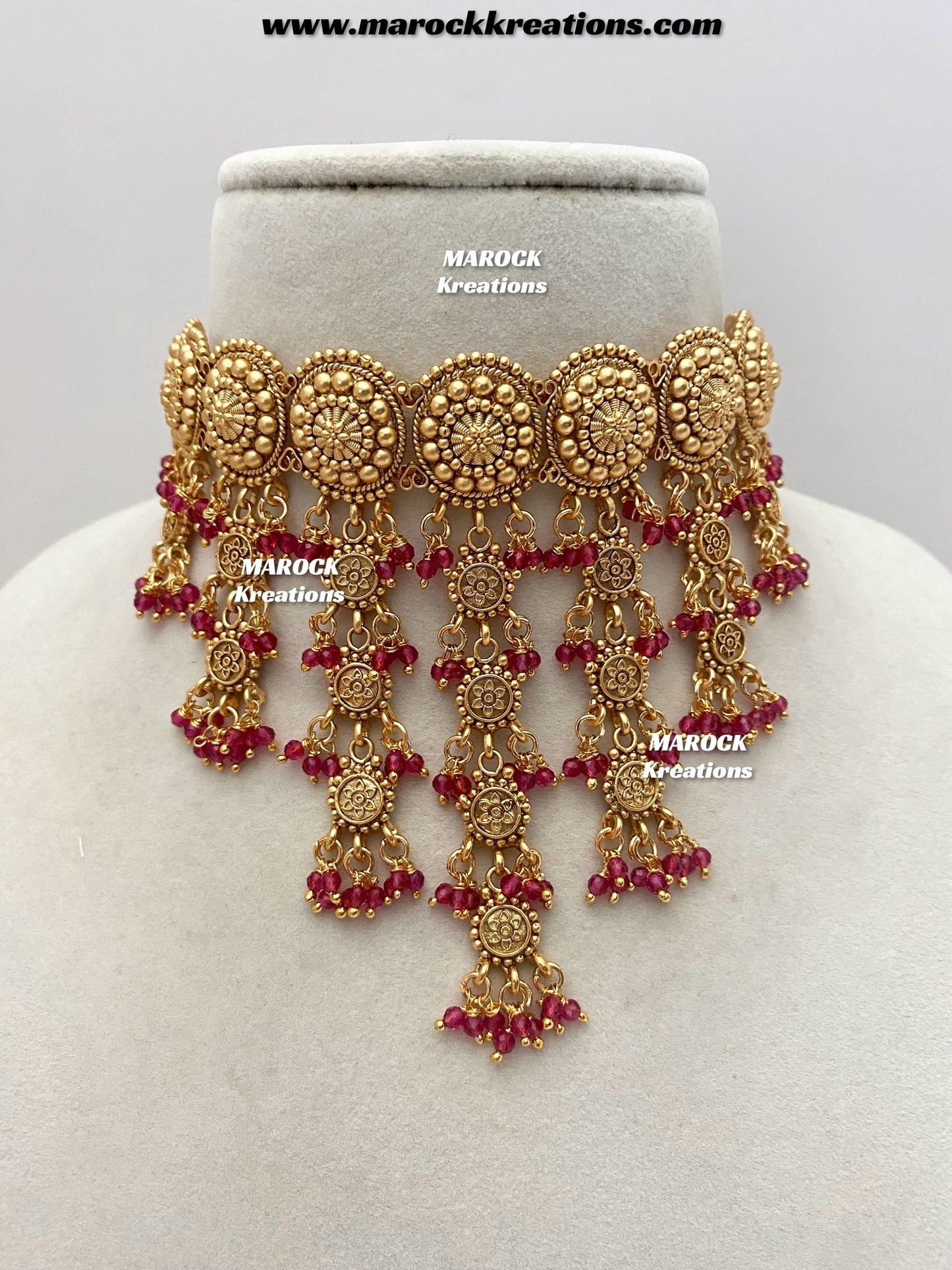 Noreen Premium Quality Gold Plated statement waterfall choker set