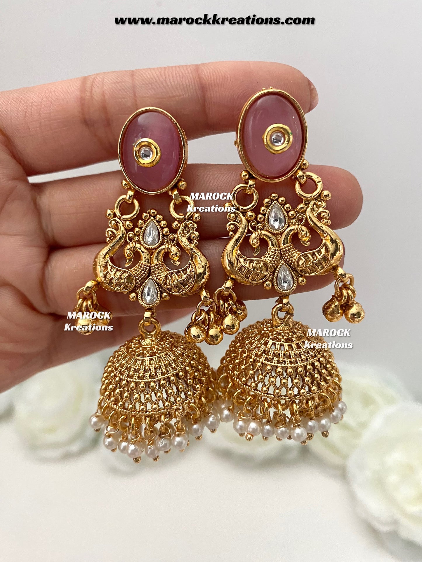 Tiya Gold plated Kashmiri Statement Earrings