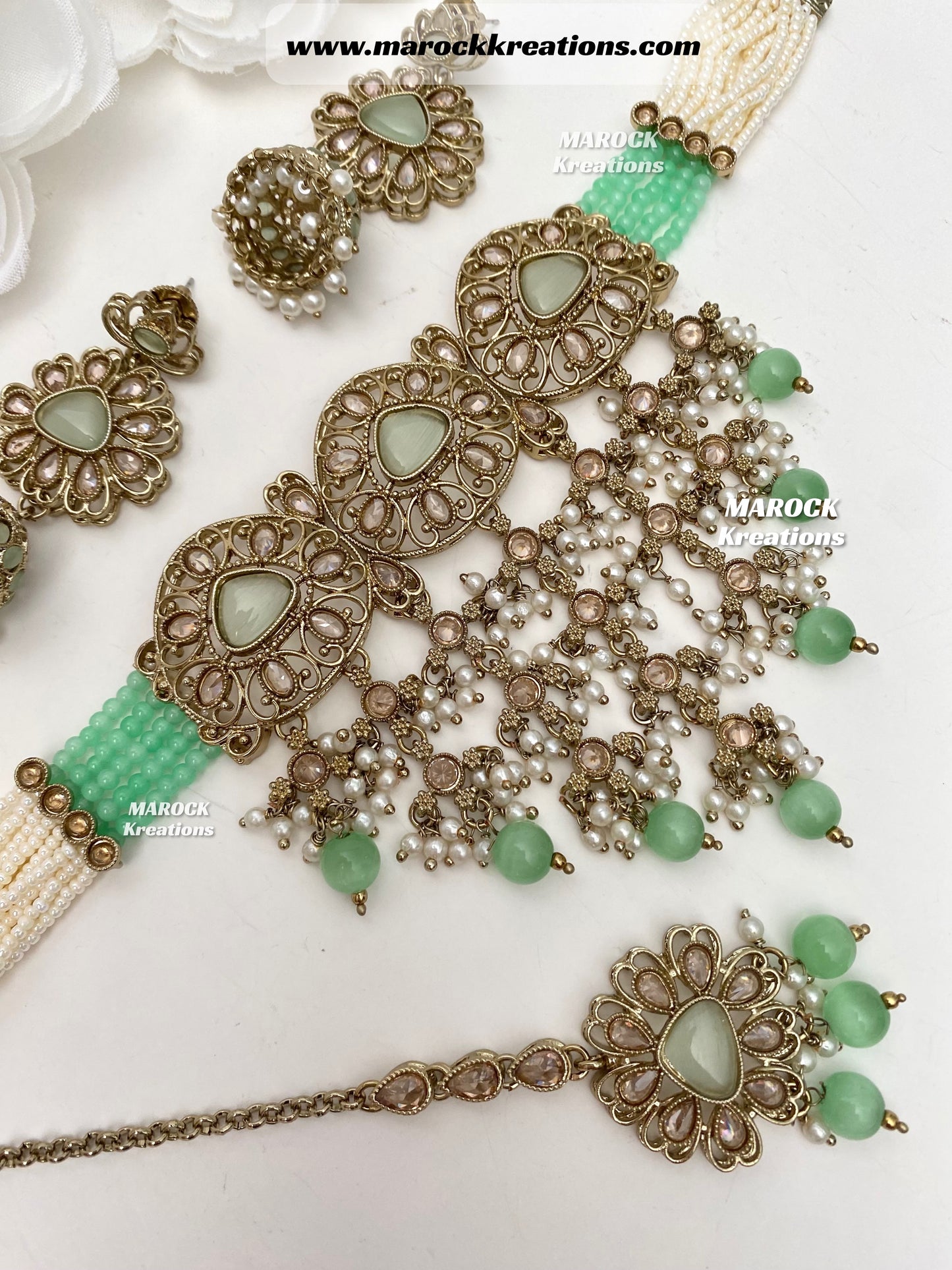 Amaira Antique Gold Polki choker set