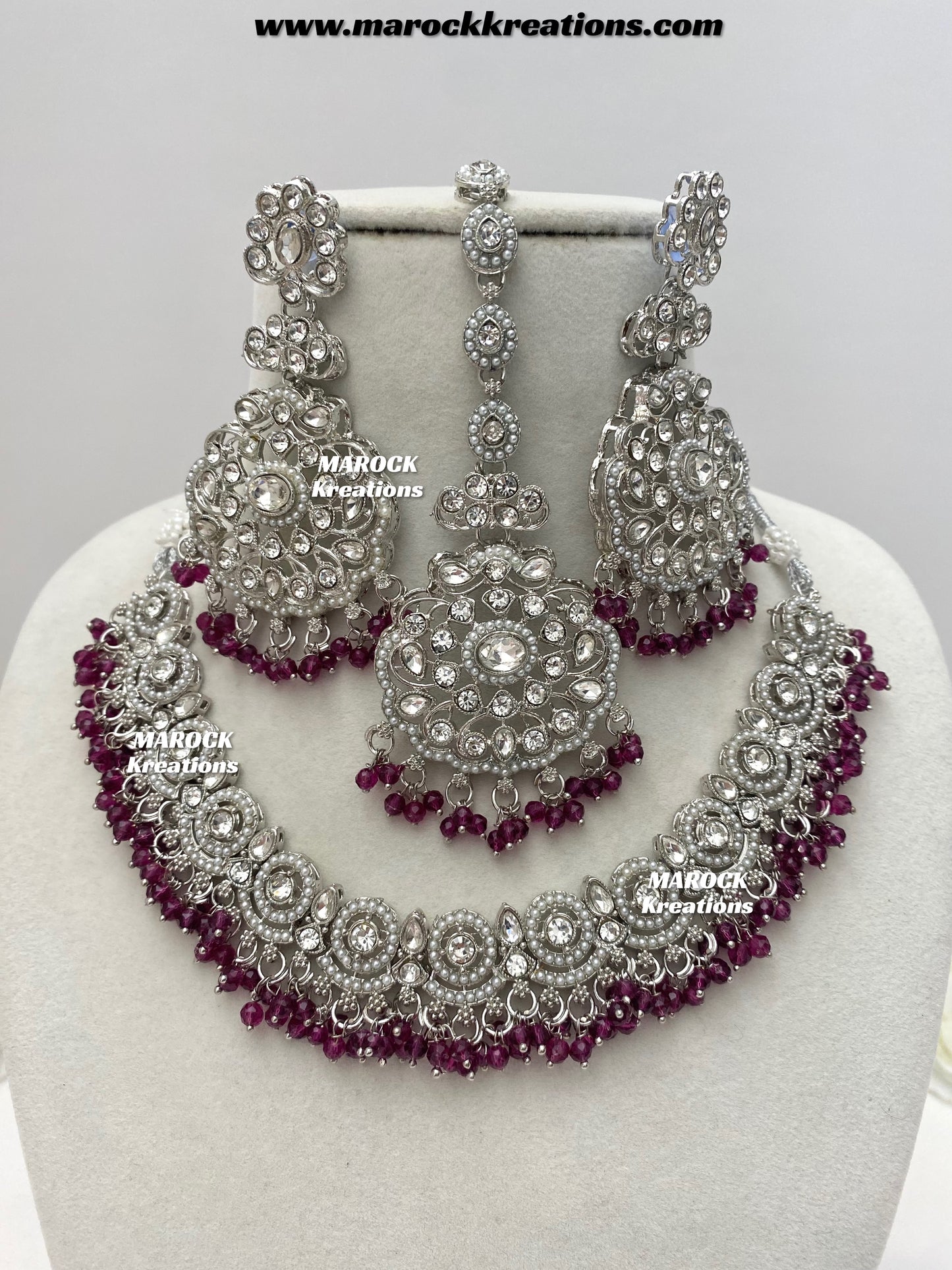Silver Stone Necklace set