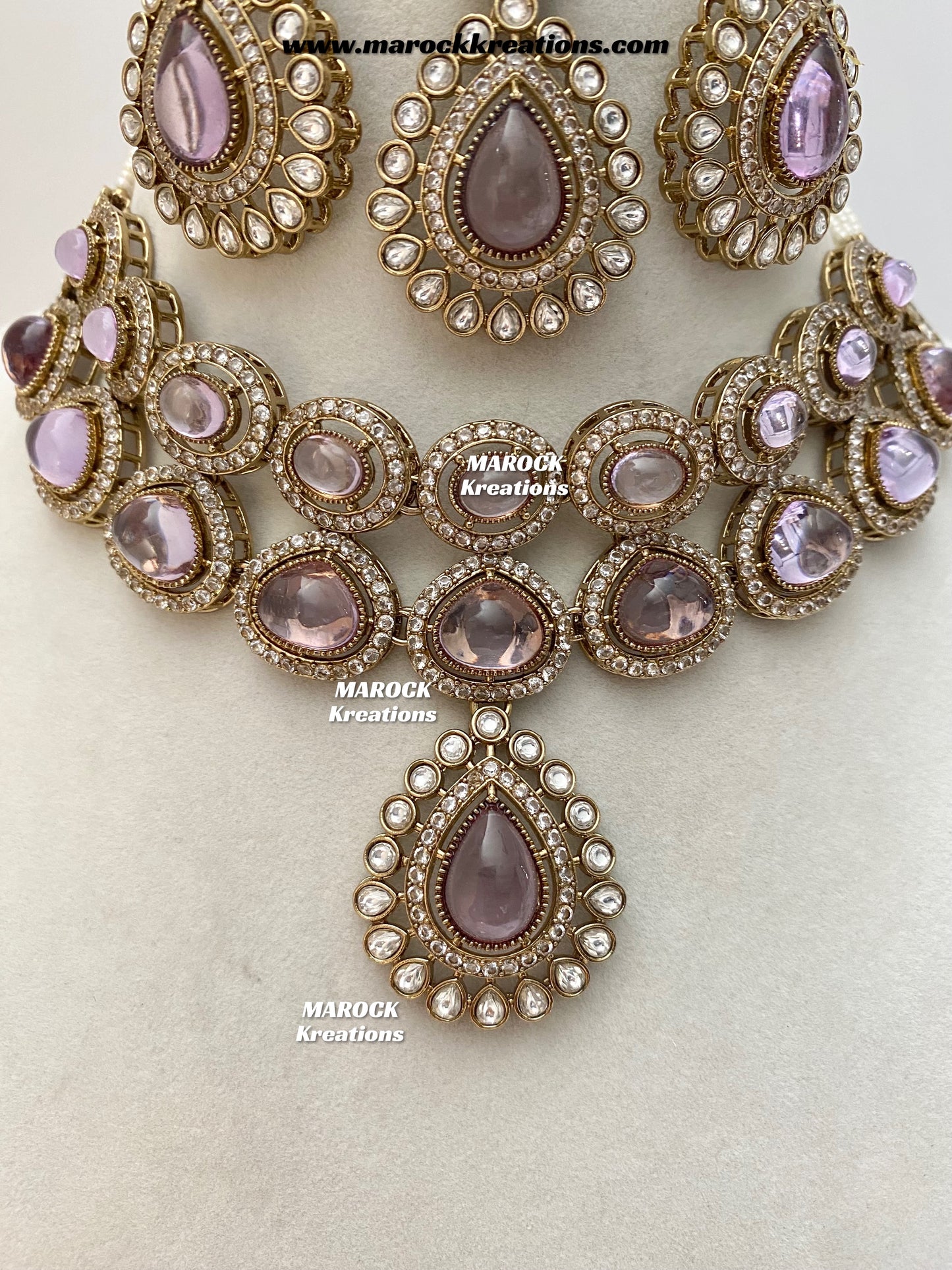 Zafina Premium Quality Moissanite Kundan Statement Choker/Necklace set