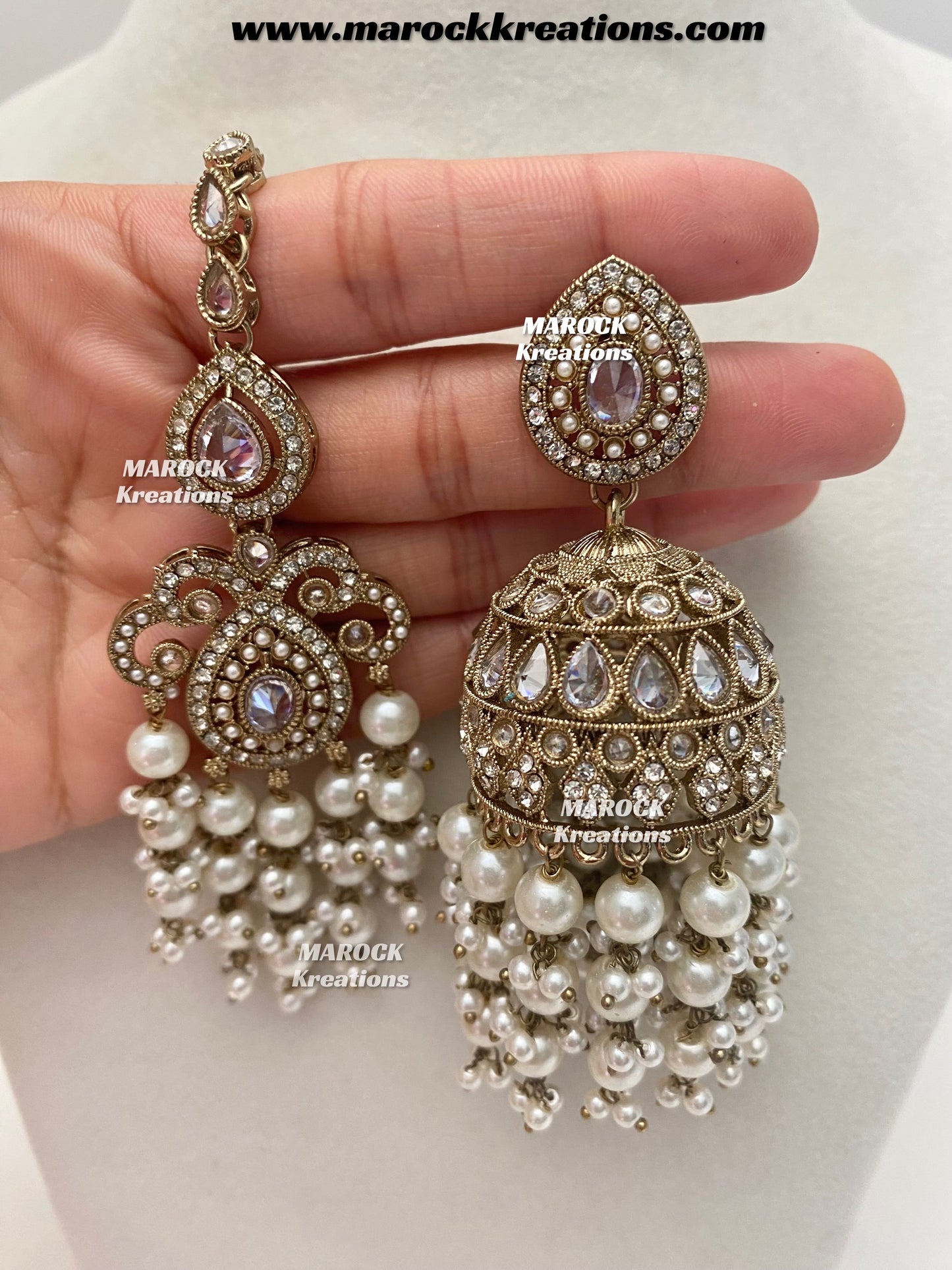 Nazmun Antique Gold Pakistani Polki choker/necklace set with Passa