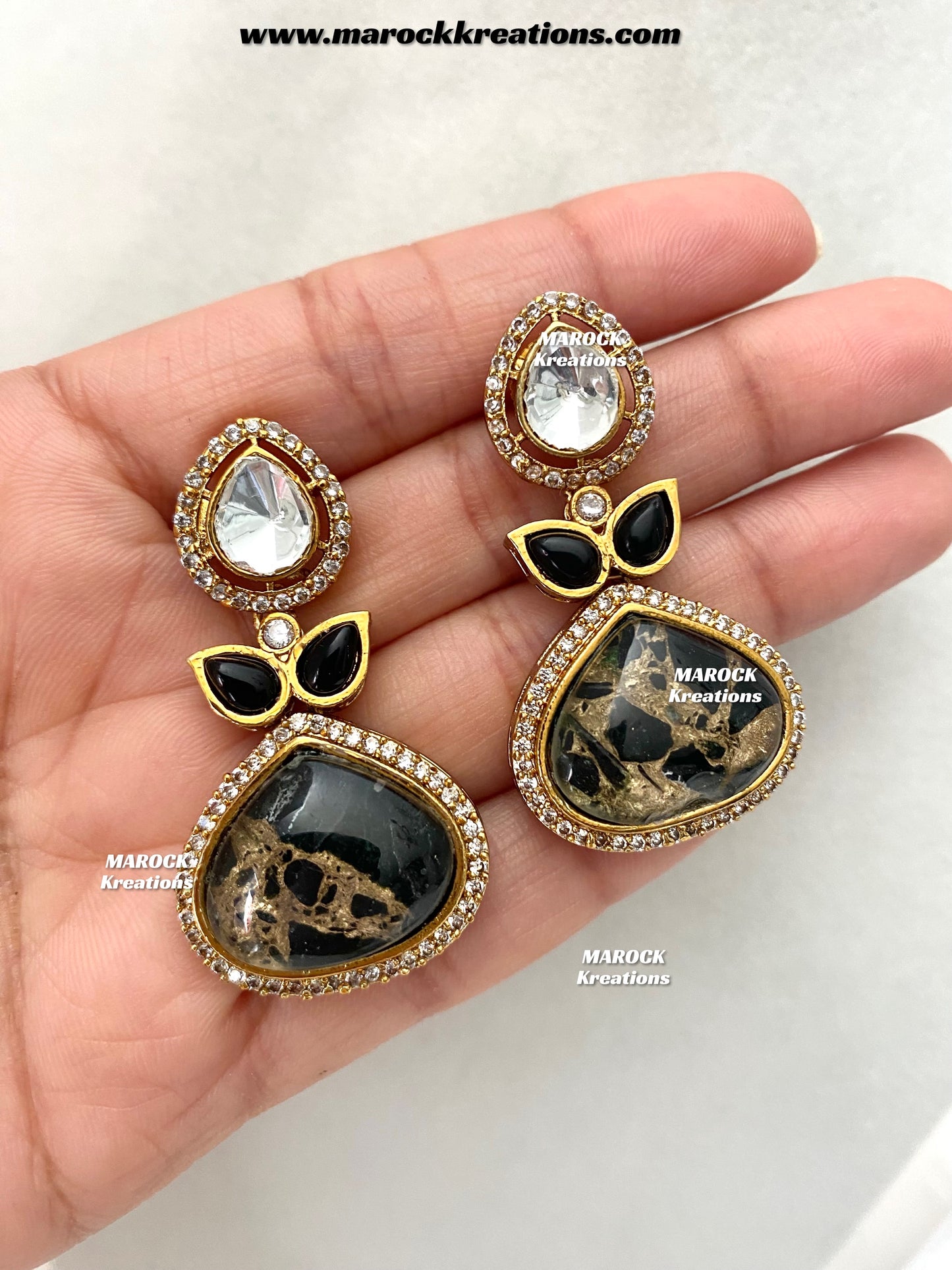 Narisha Premium Quality tyani inspired Kundan doublet stone Statement Necklace set