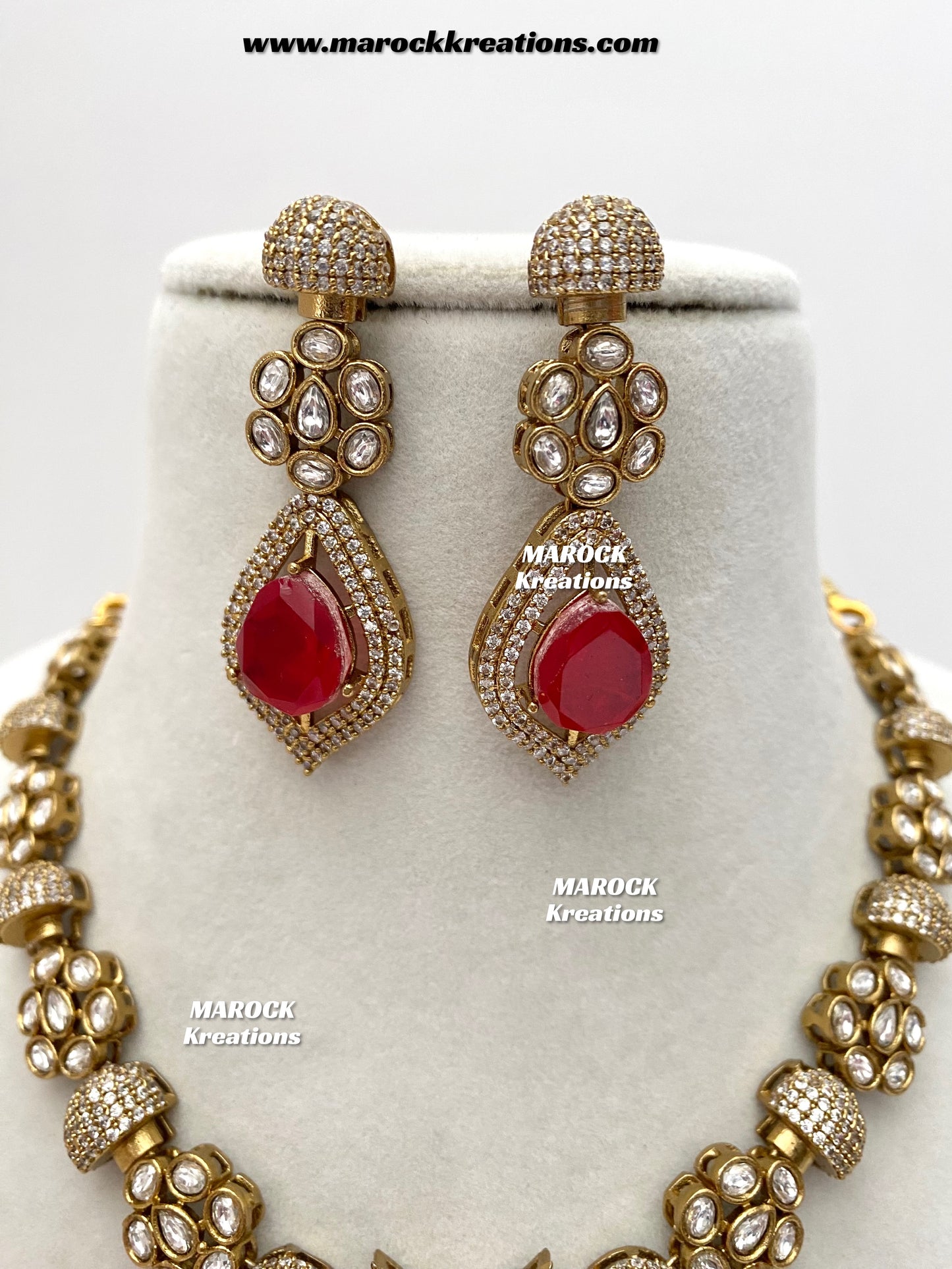Milly Premium Quality Moissanite Kundan and American diamond Statement necklace set