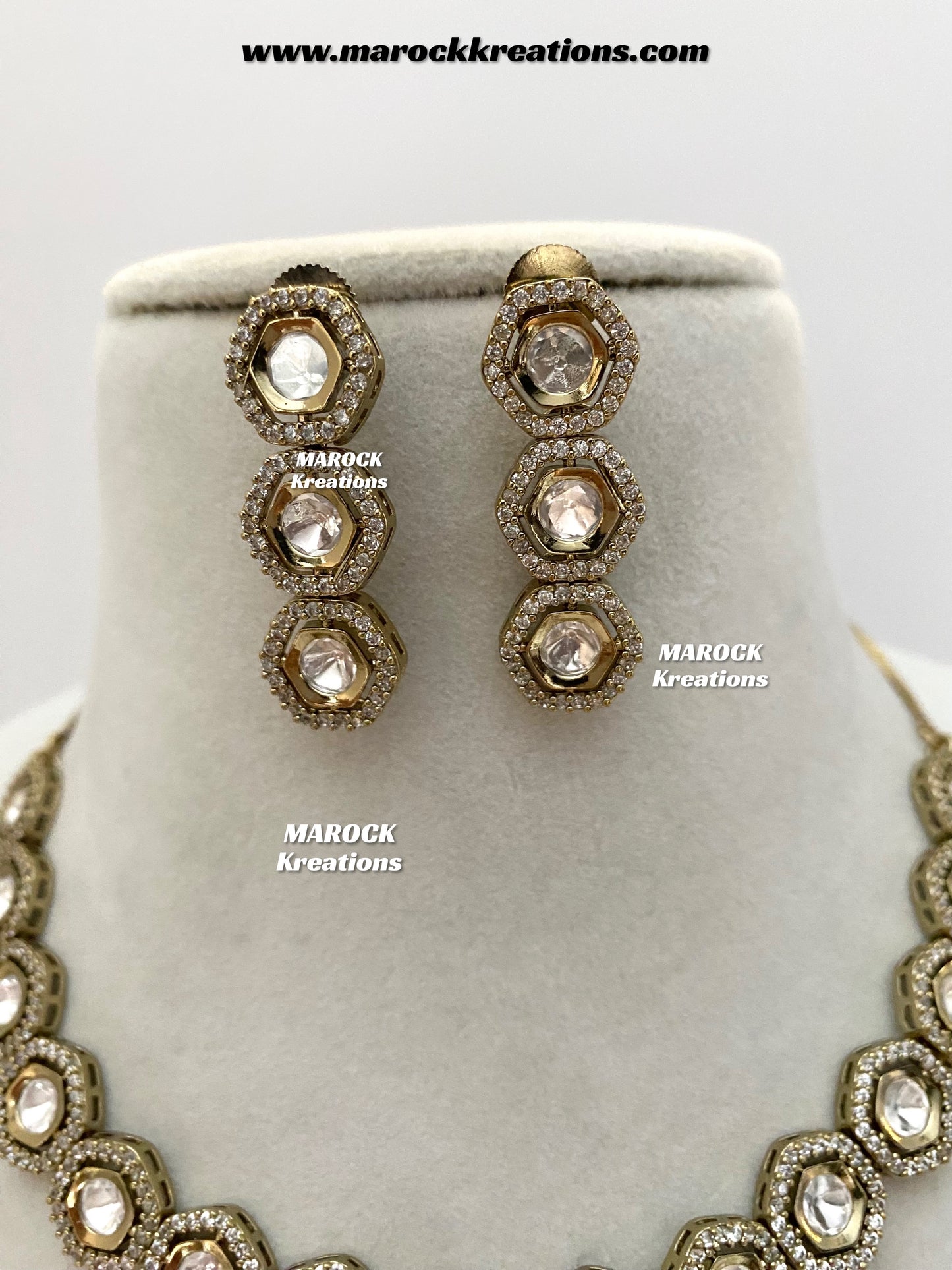 Shanali Premium Quality Moissanite Kundan Necklace set