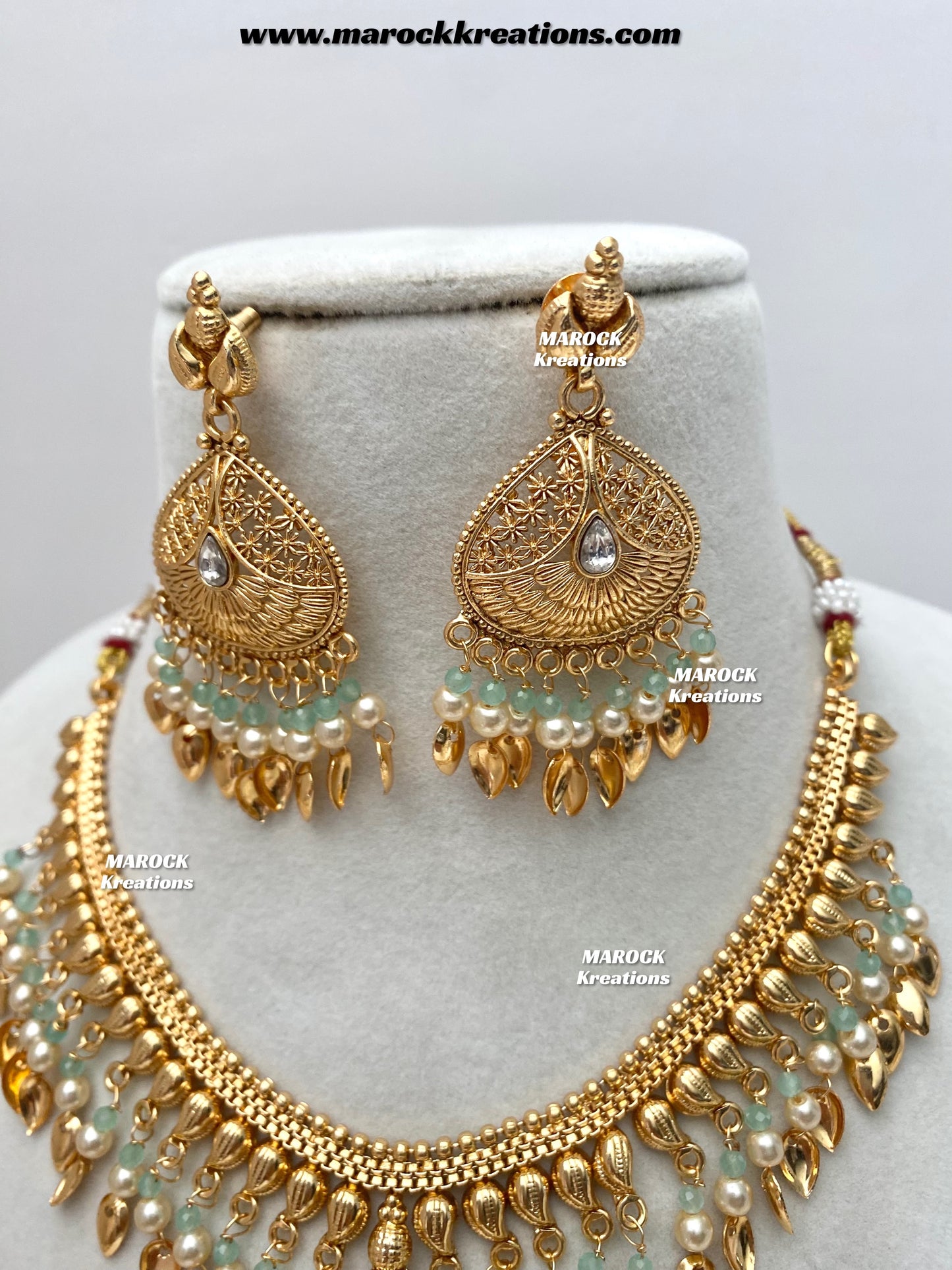 Feraz Premium Quality Gold Plated peepal patti necklace set