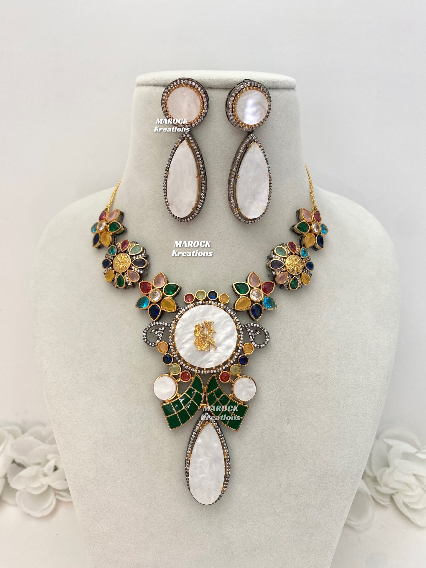 Raha Premium Quality Victorian Kundan Necklace set