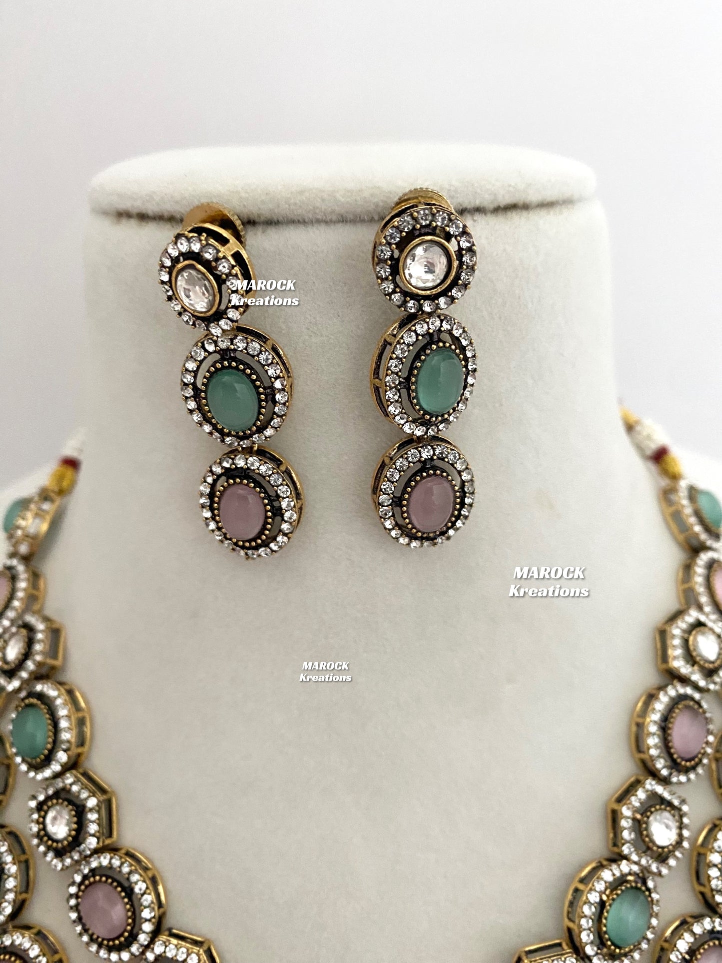 Sheenam Victorian Kundan Double layer Necklace set