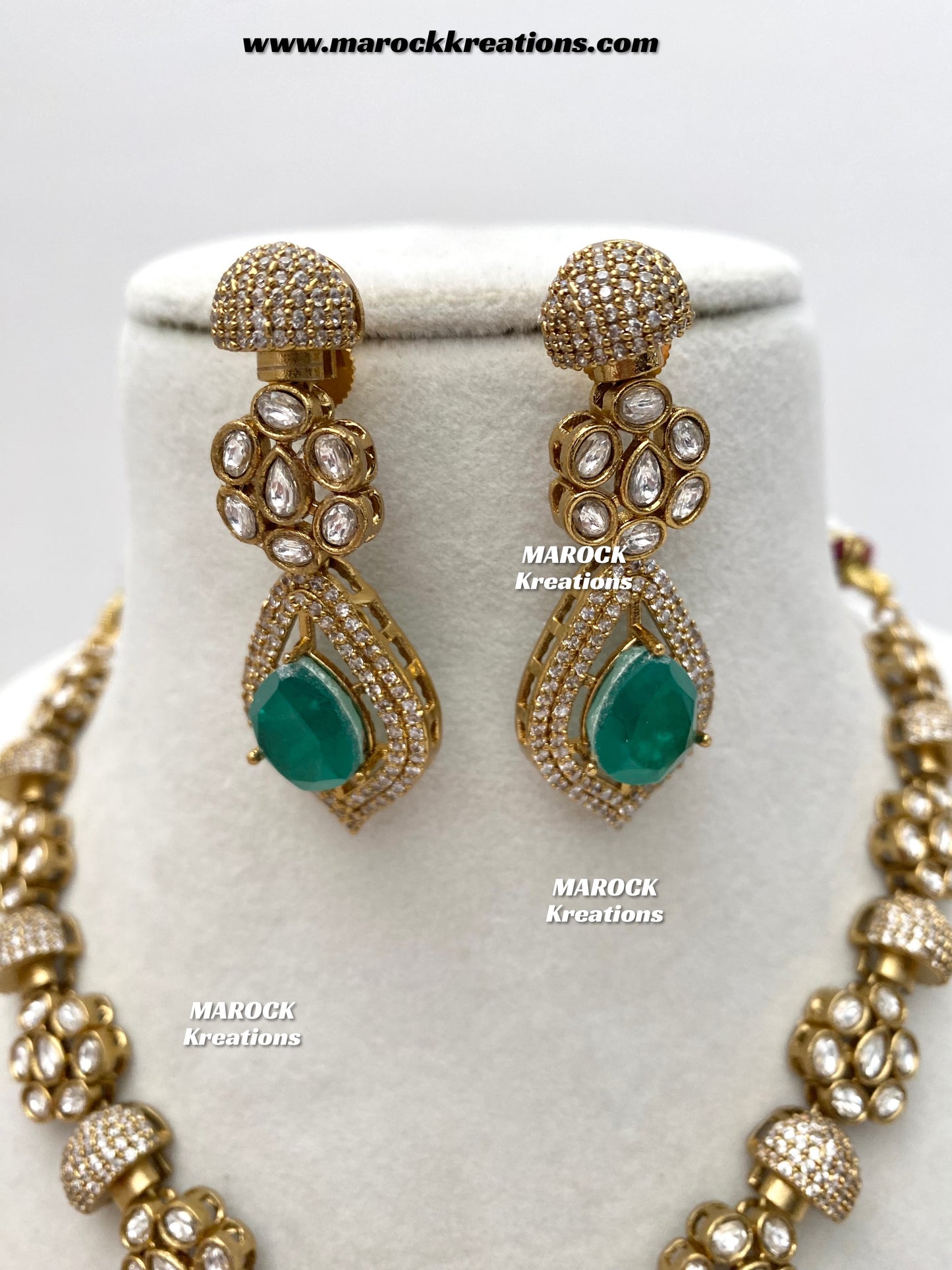 Milly Premium Quality Moissanite Kundan and American diamond Statement necklace set