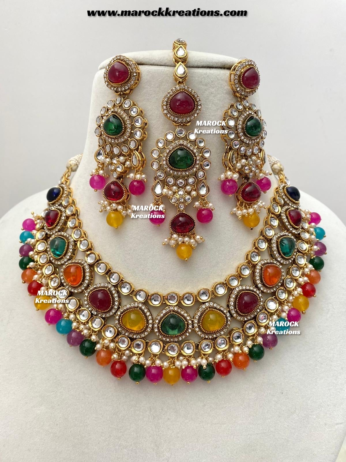 Harsha Premium Quality Kundan and Monalisa stone Statement Necklace set