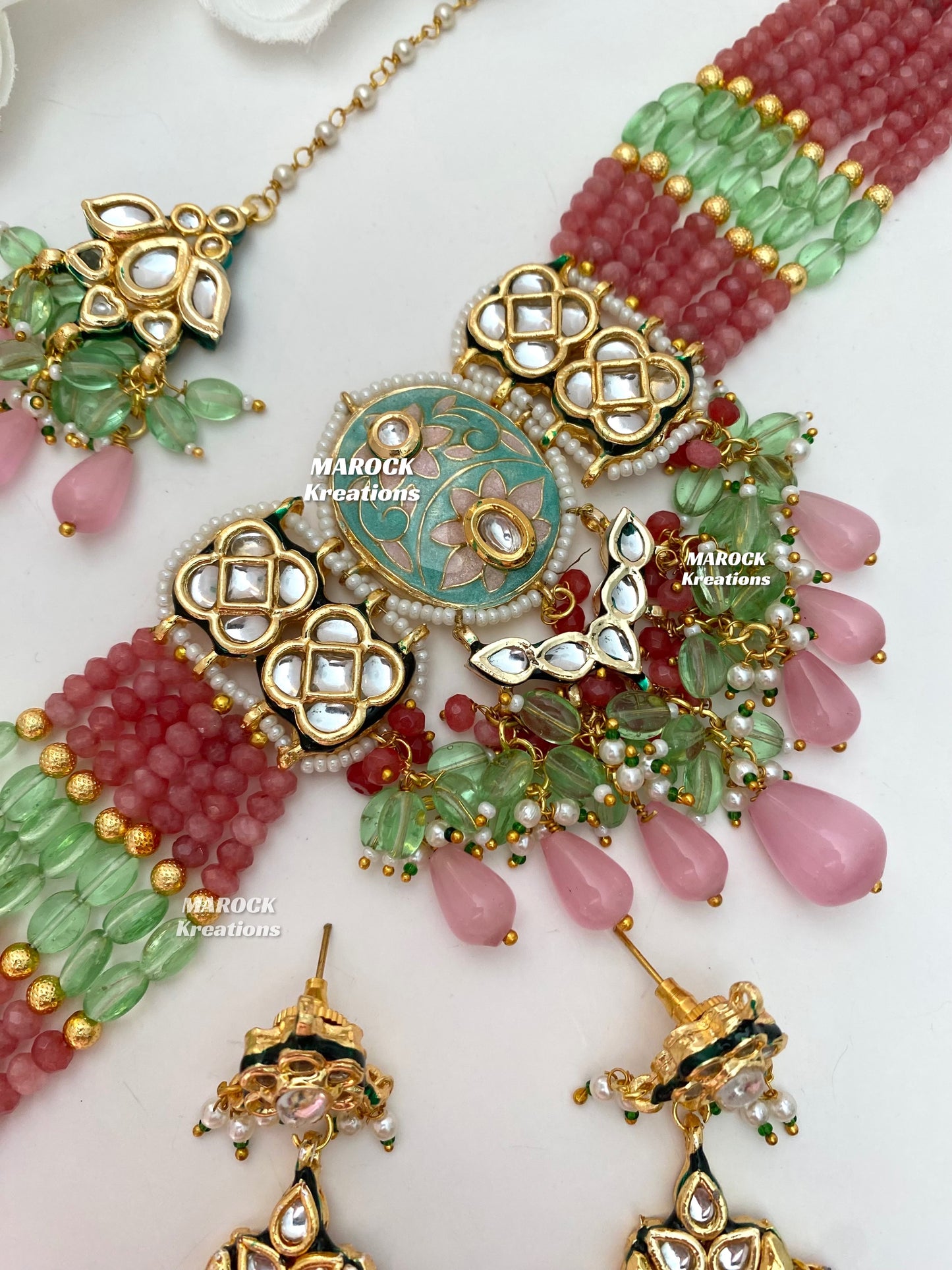 Brinda Premium Quality Kundan Meenakari Statement Choker set