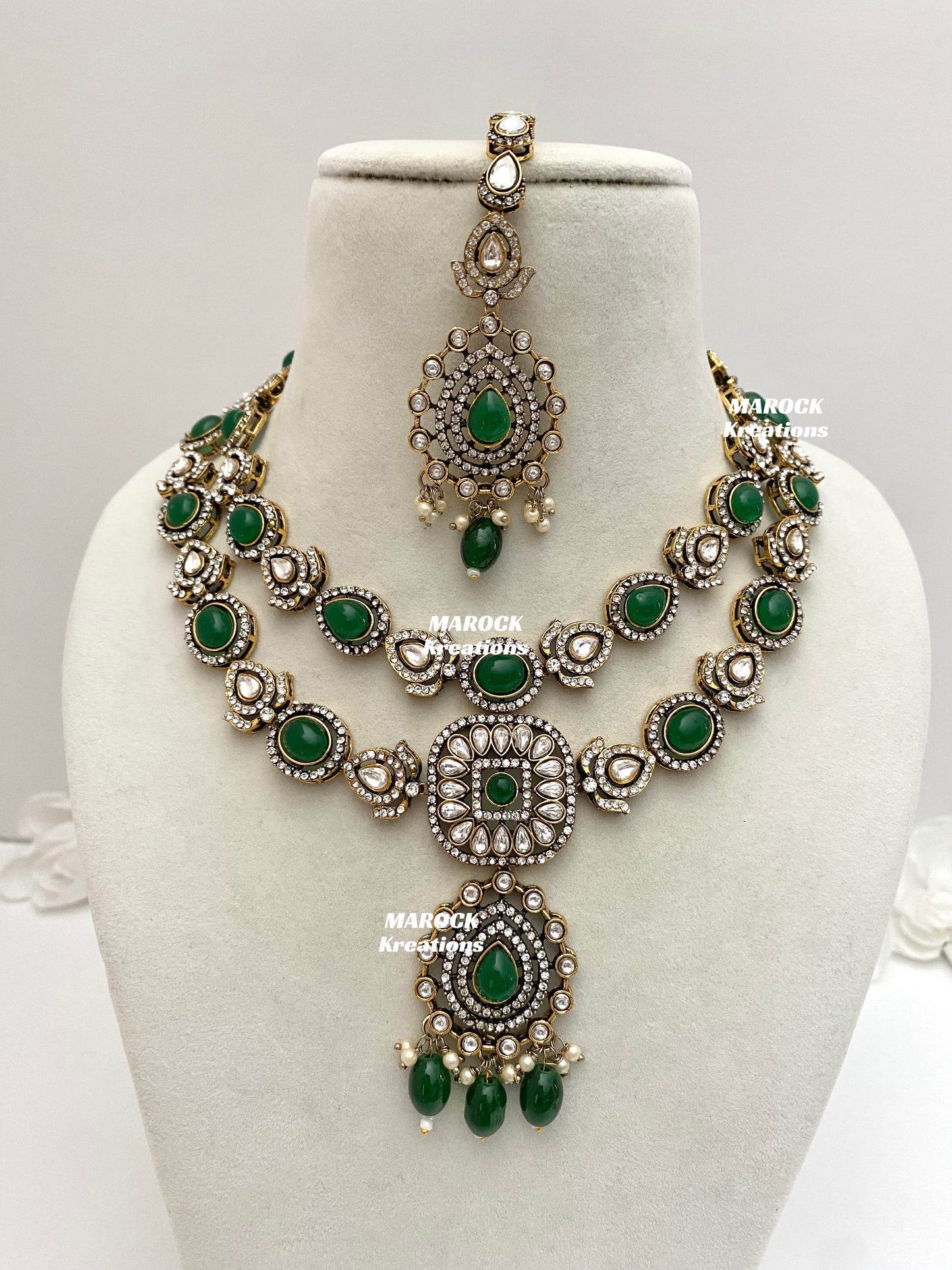 Hanali Victorian Kundan Statement Necklace set