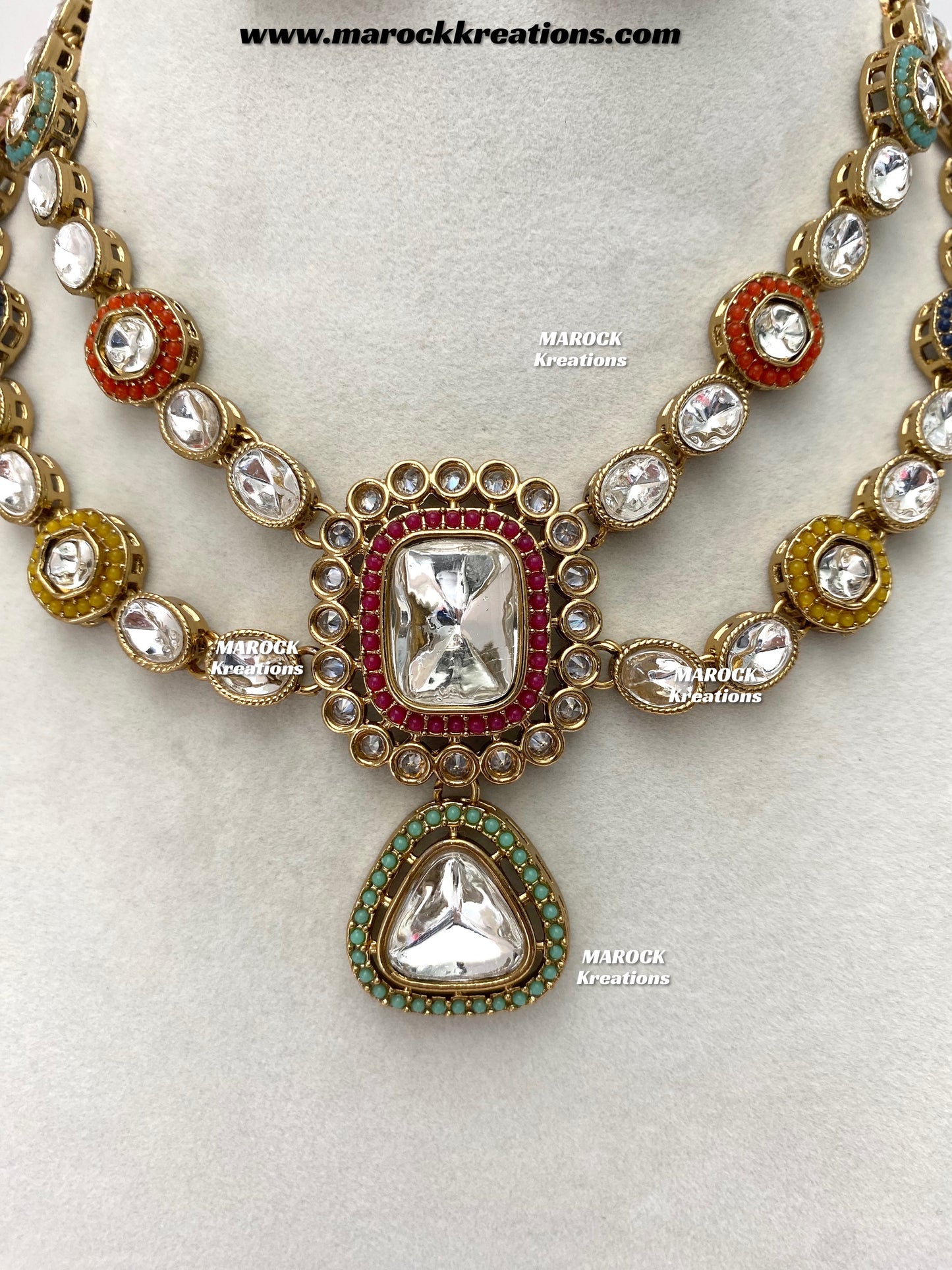 Saba Premium Quality Kundan statement necklace set