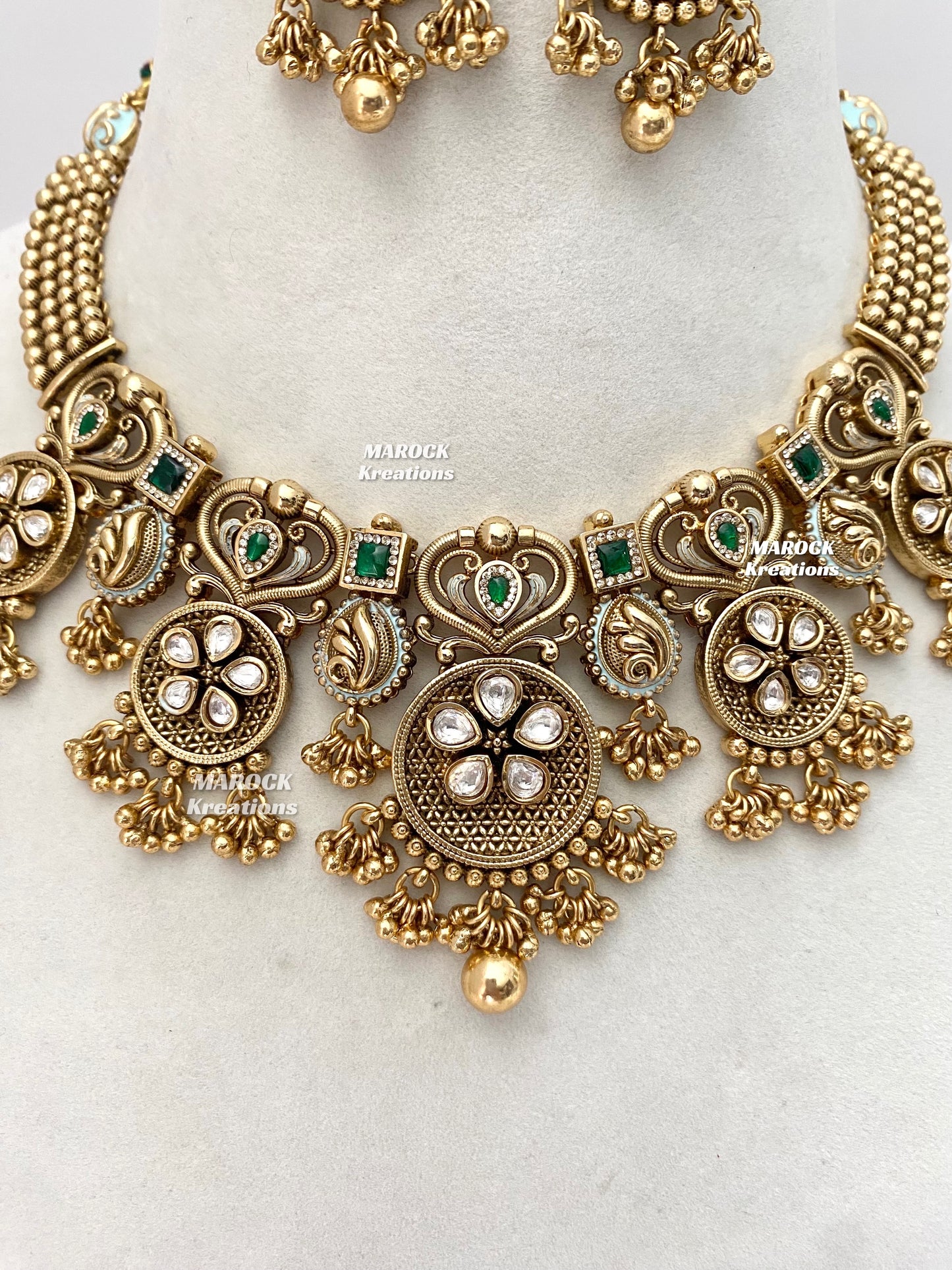 Rafia Premium Quality Gold plated Kundan exclusive Necklace set