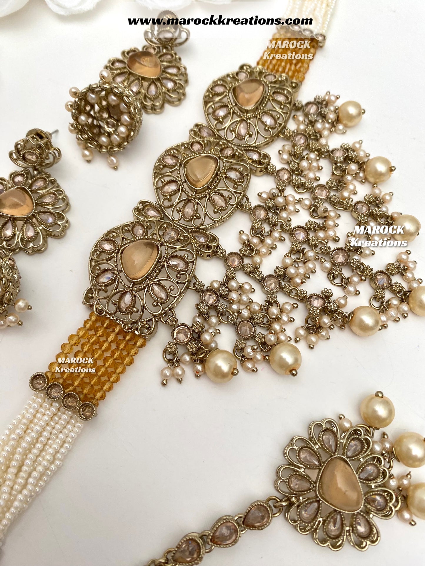 Amaira Antique Gold Polki choker set