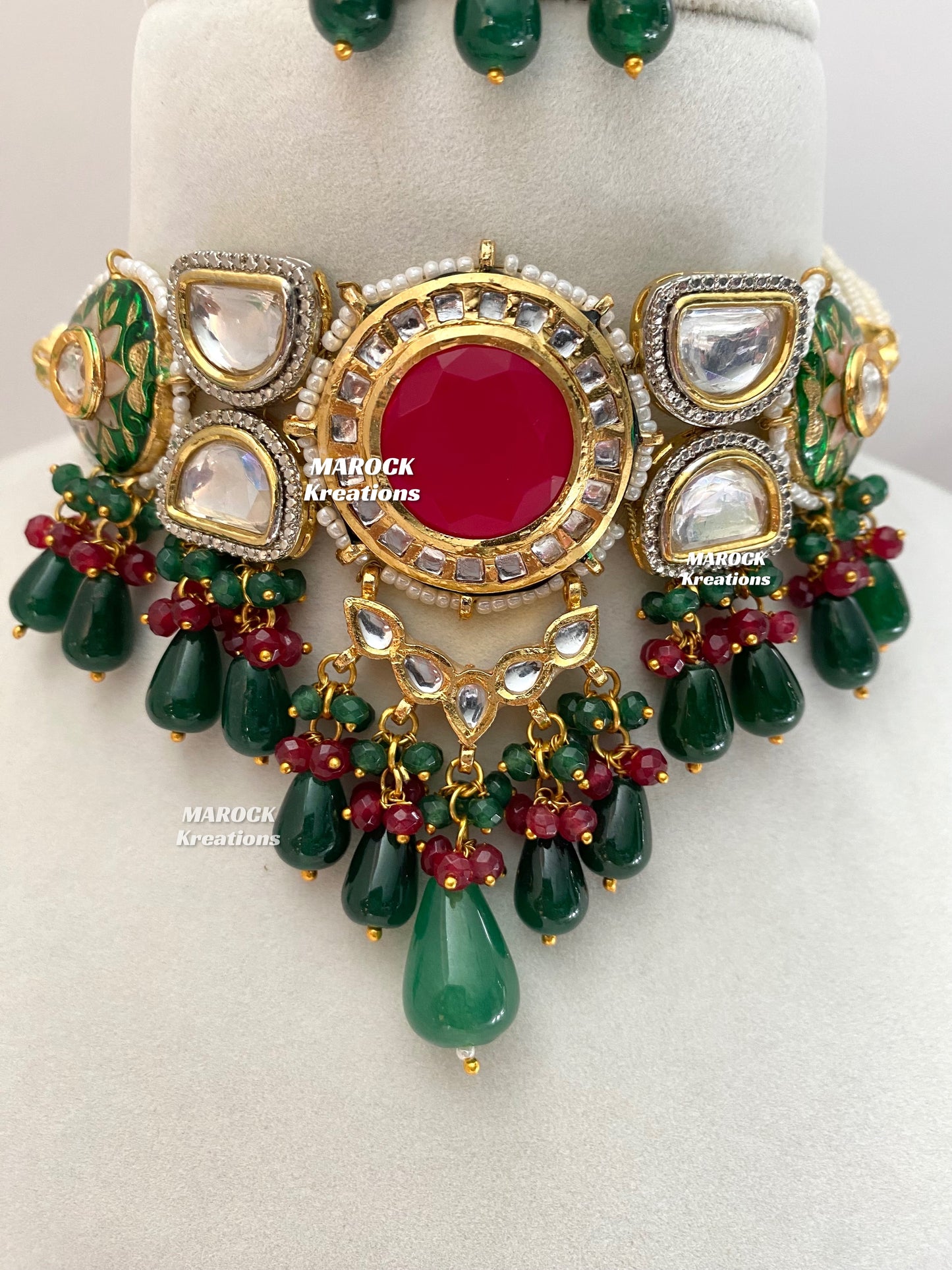 Nia Premium Quality uncut Kundan Meenakari Statement Choker set
