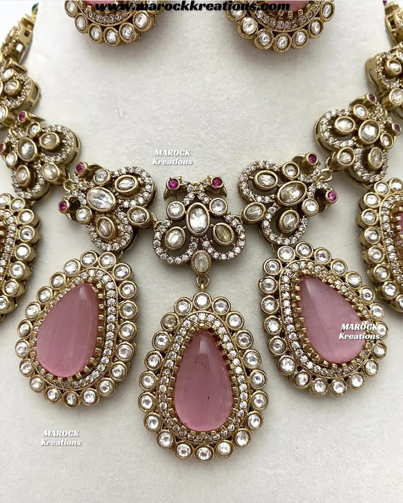 Roselina Sabyasachi inspired Premium Quality Moissanite Kundan Statement Necklace set