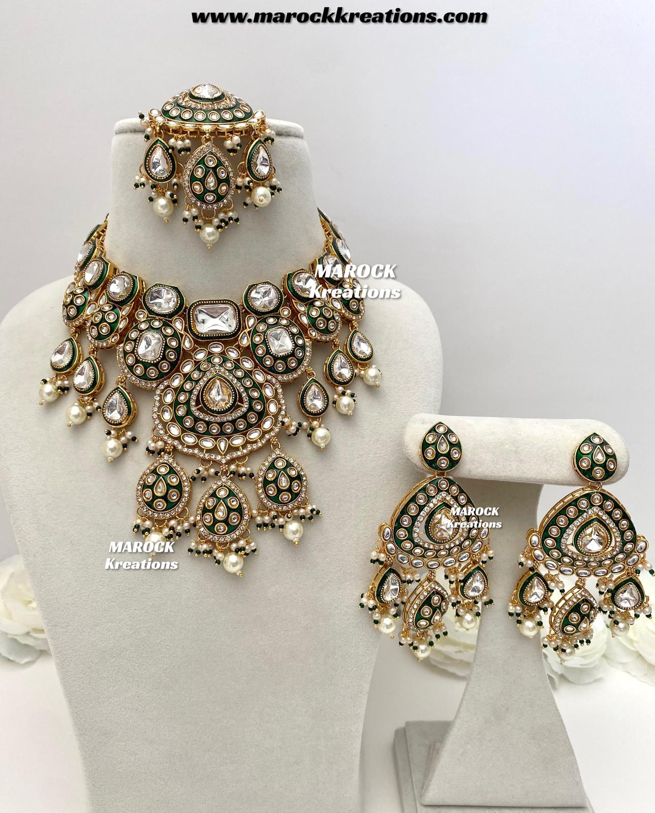 Sanuja Kundan Meenakari Statement Necklace set/Bridal set