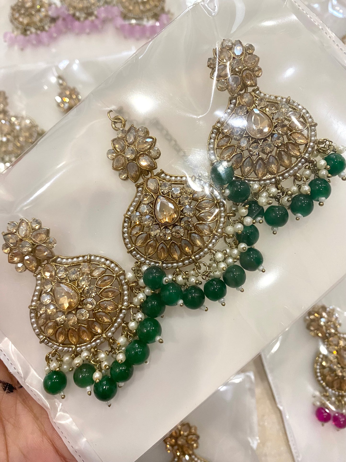 Polki Earrings and tikka set