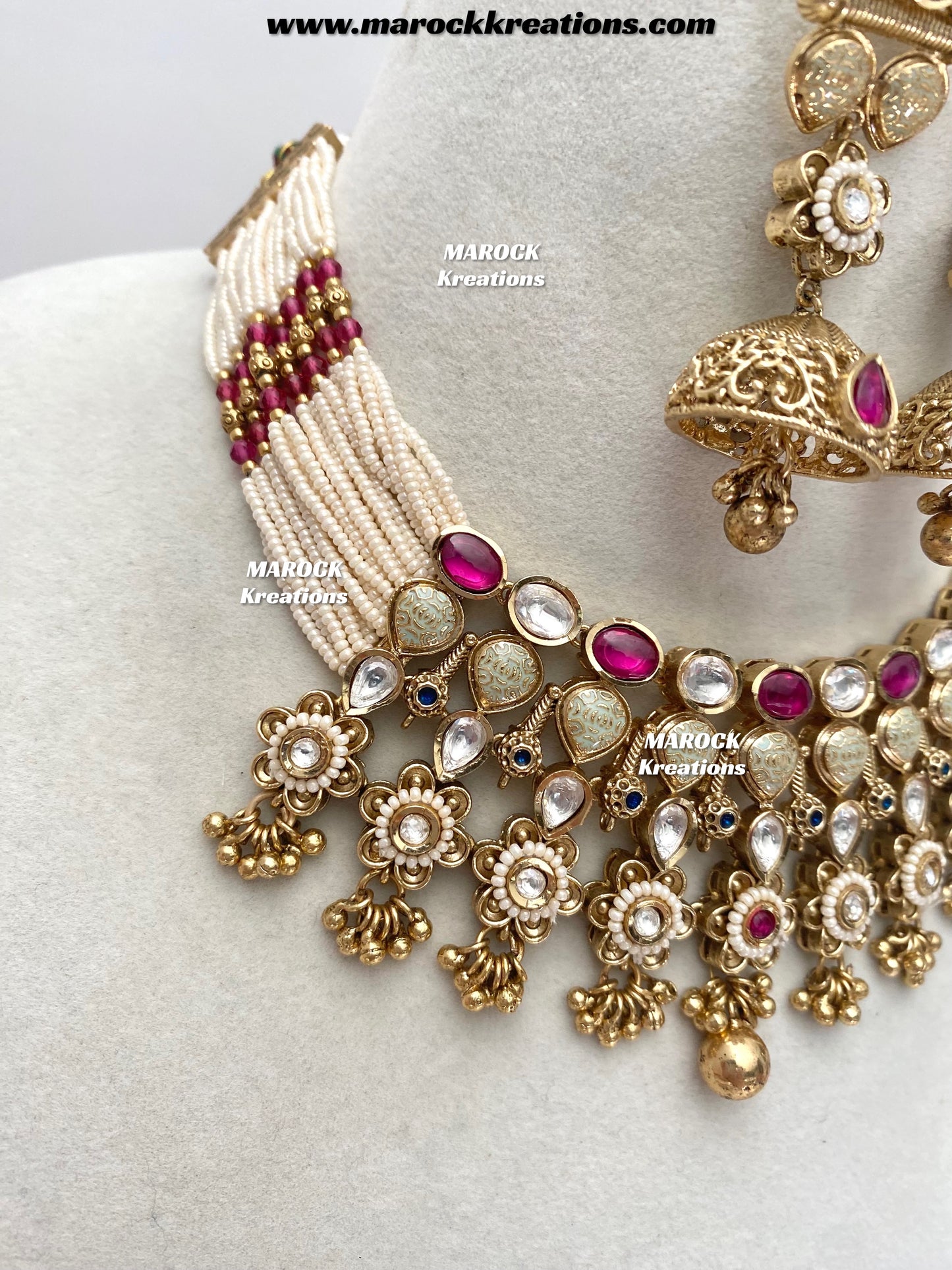 Trina Premium Quality exclusive Gold Plated Meenakari Rajwadi choker set