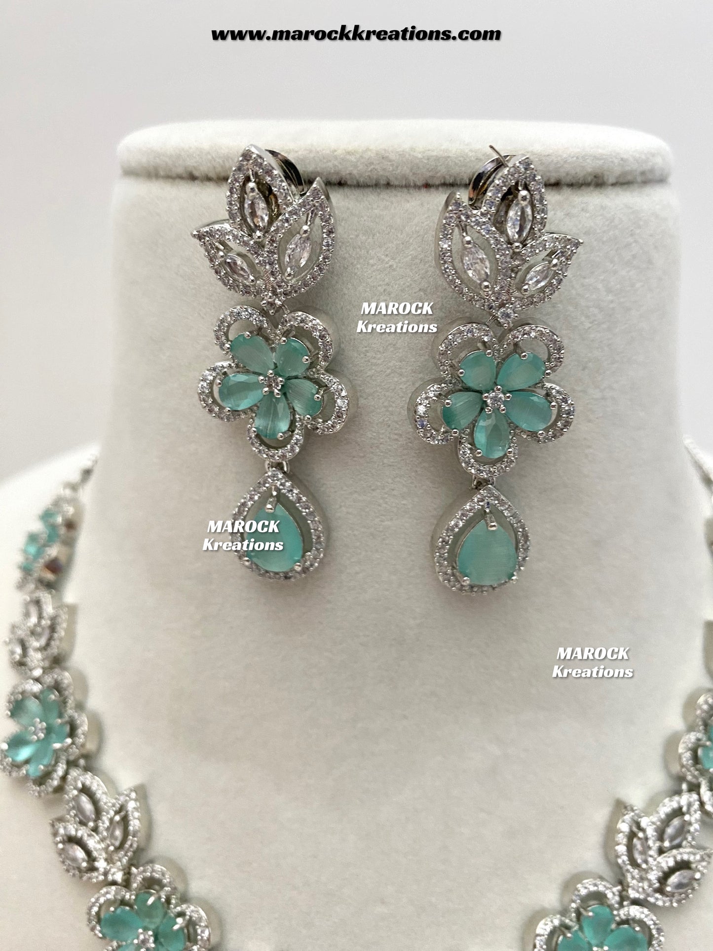Sibani Silver American Diamond Necklace set